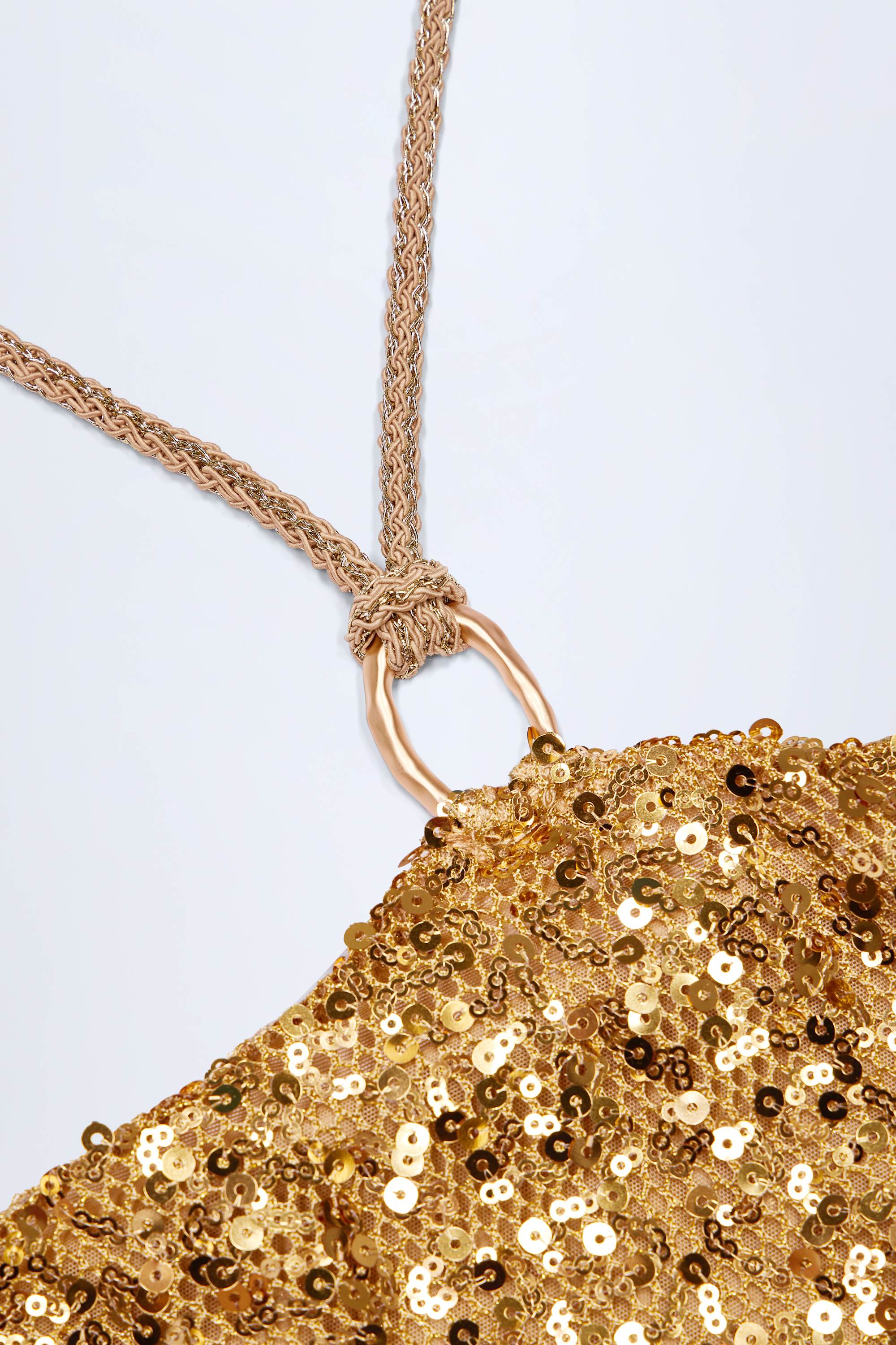 Embellished Hardware-Detail Strappy Maxi Skirt in Gold - Image 6