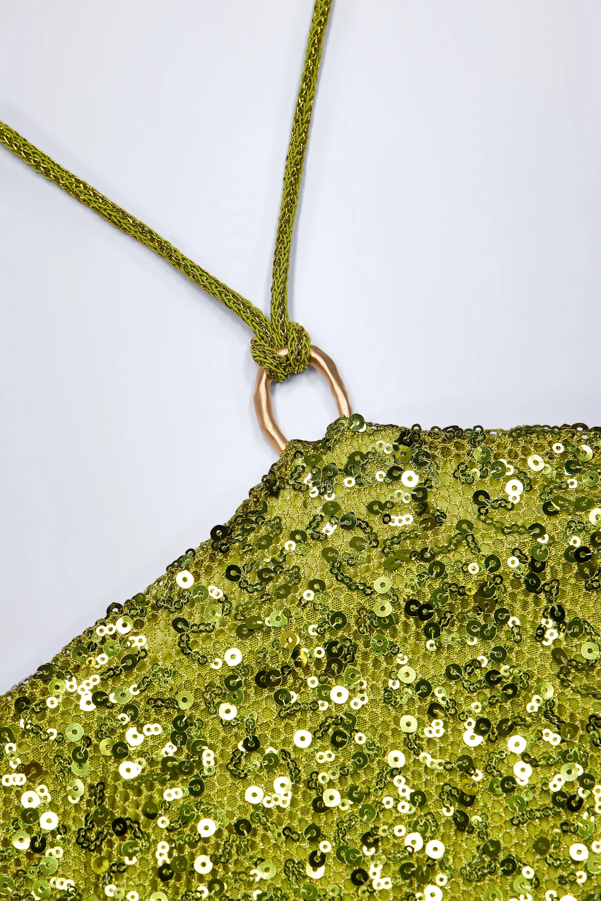 Embellished Hardware-Detail Strappy Maxi Skirt in Olive Green - Image 6