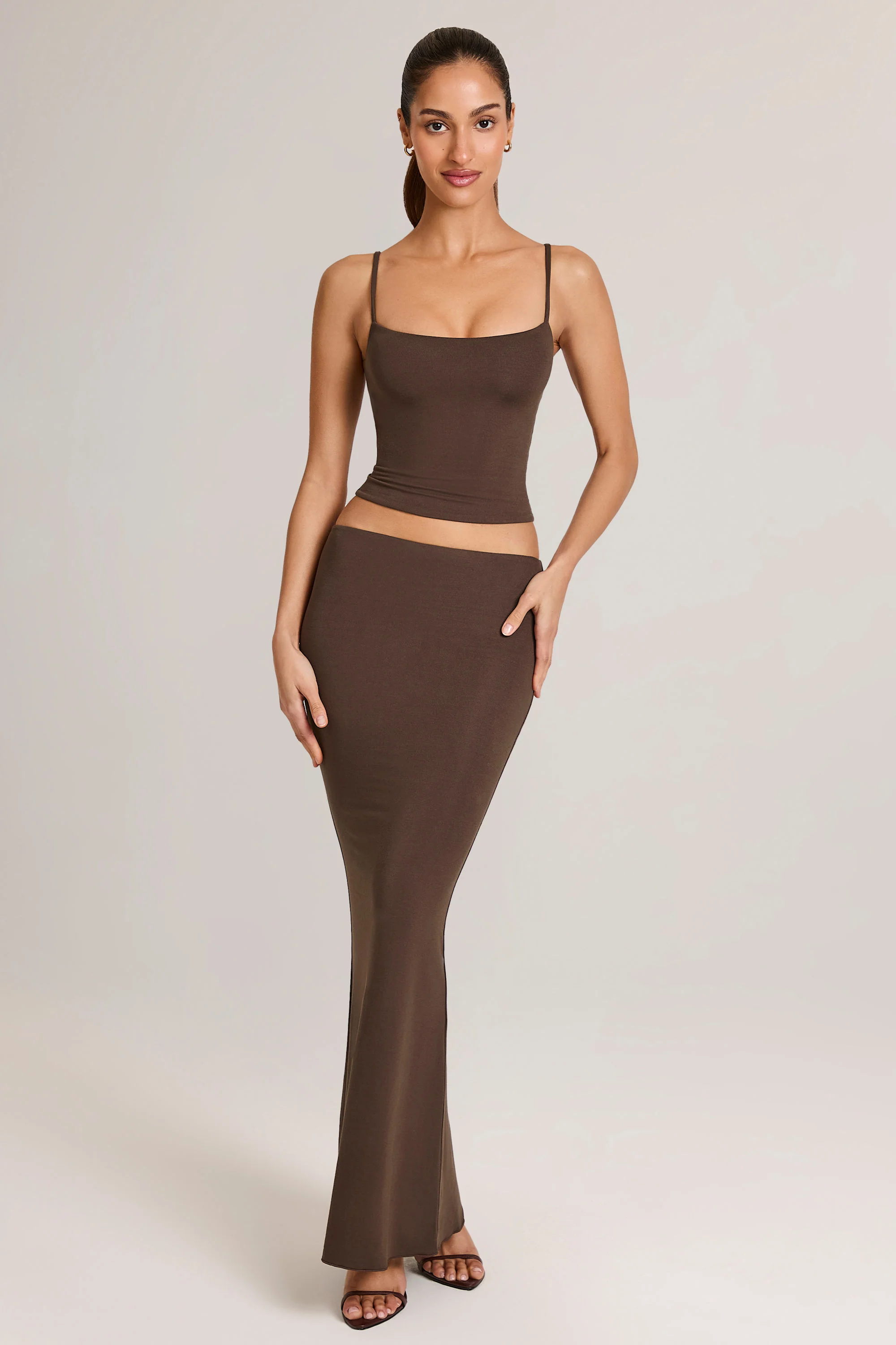 Modal Scoop-Neck Tank Top in Chocolate Brown - Image 7