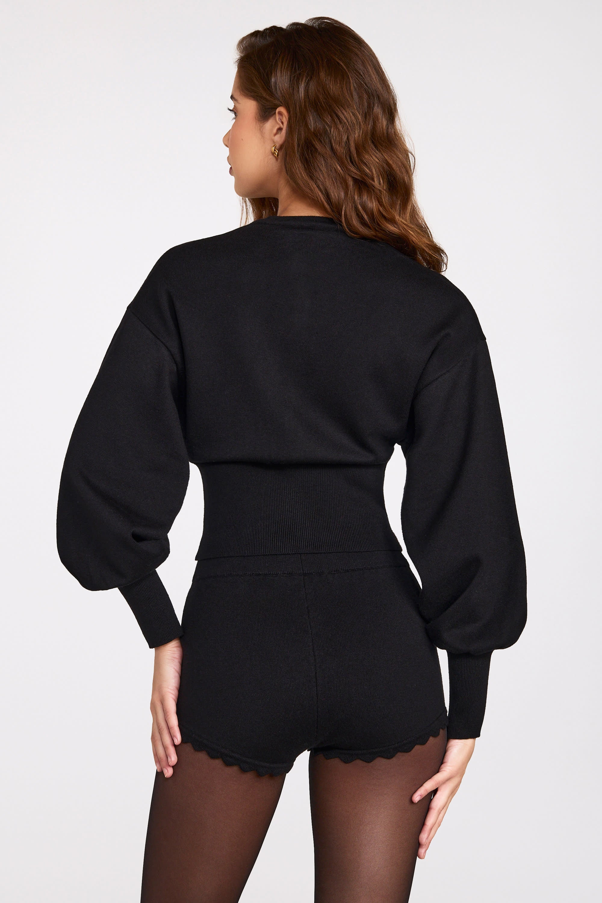 Knit Long-Sleeve Cardigan in Black - Image 3
