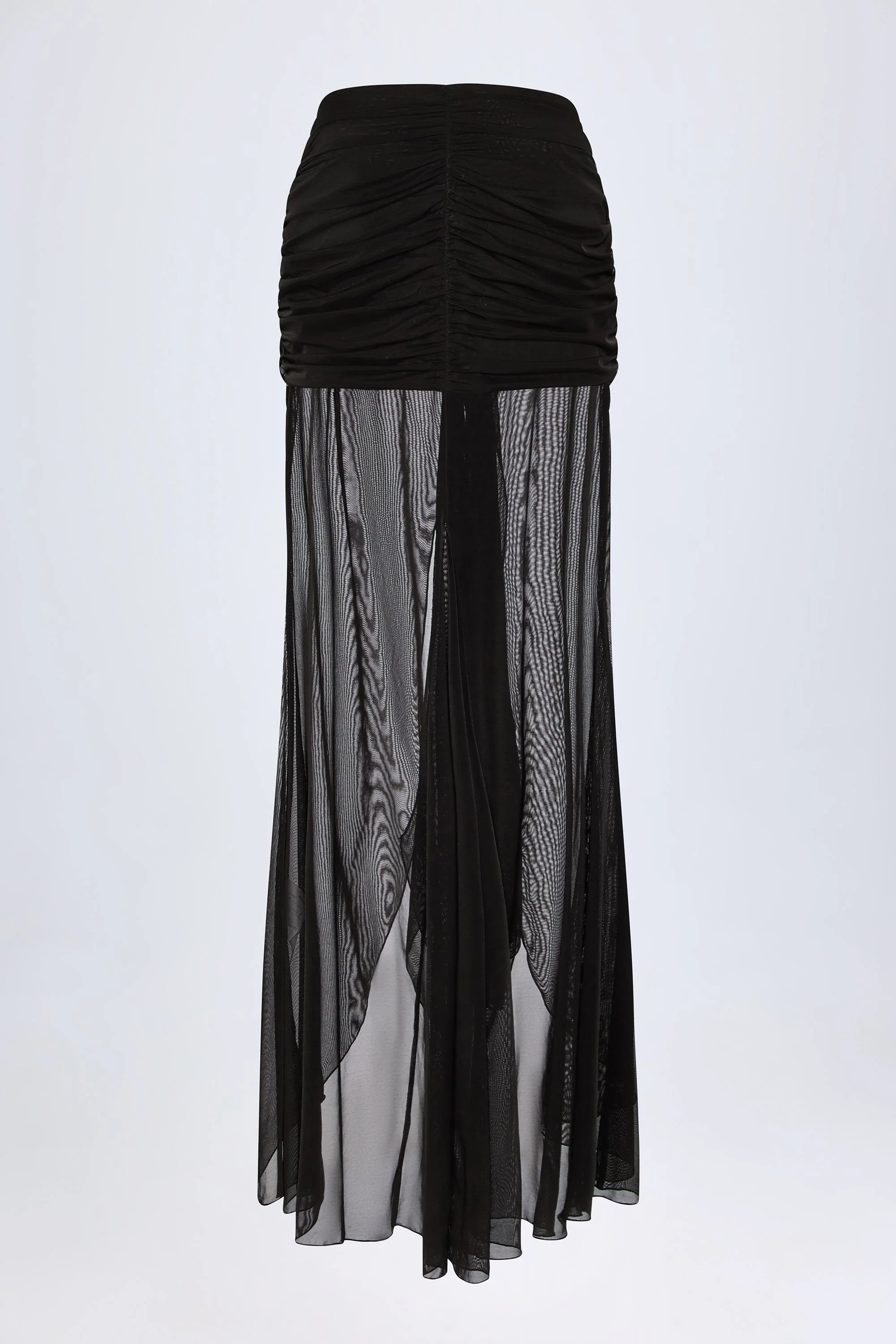 Ruched Hardware-Detail Fishtail Maxi Skirt in Black - Image 4