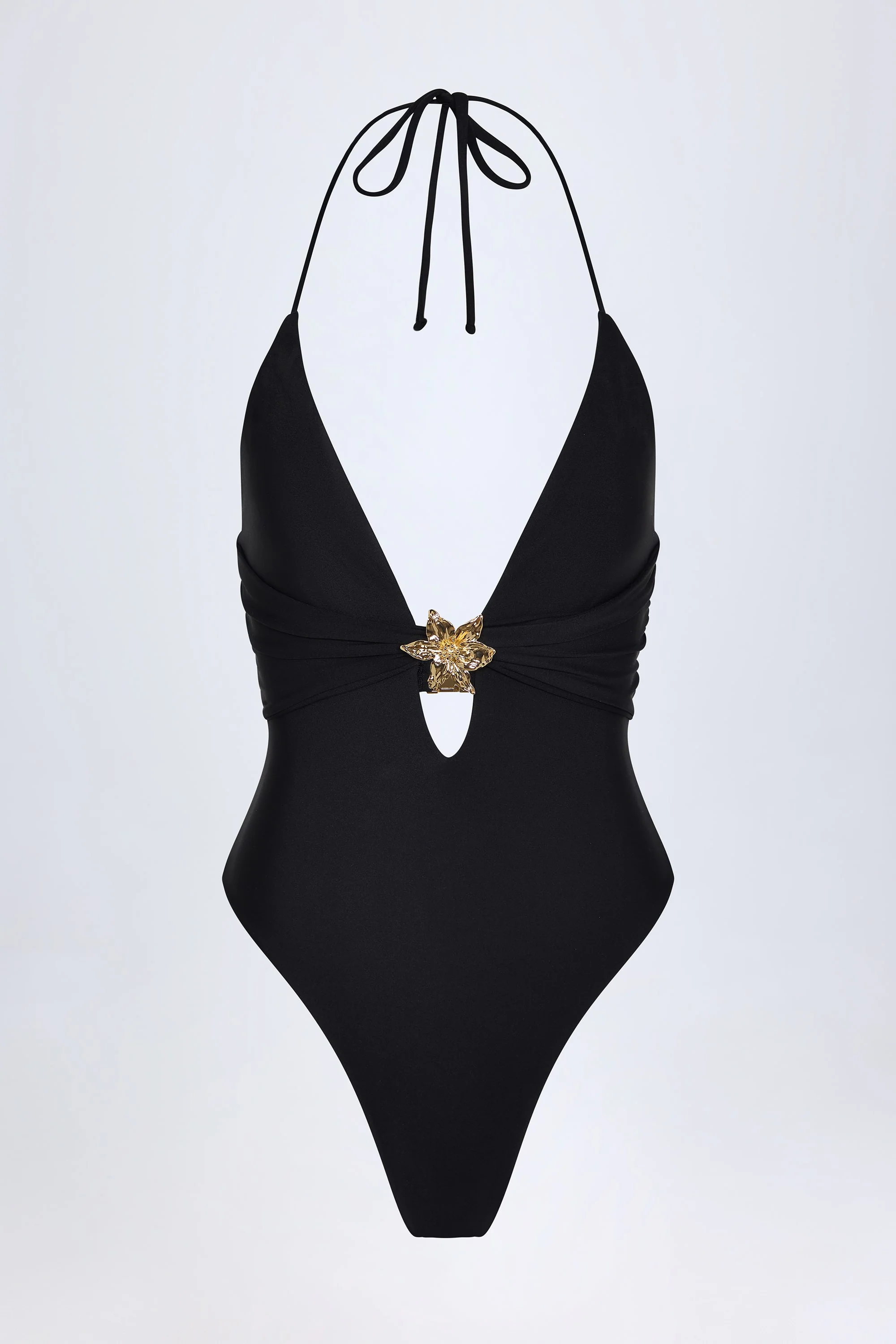 Cut-Out Hardware-Detail Swimsuit in Black - Image 3