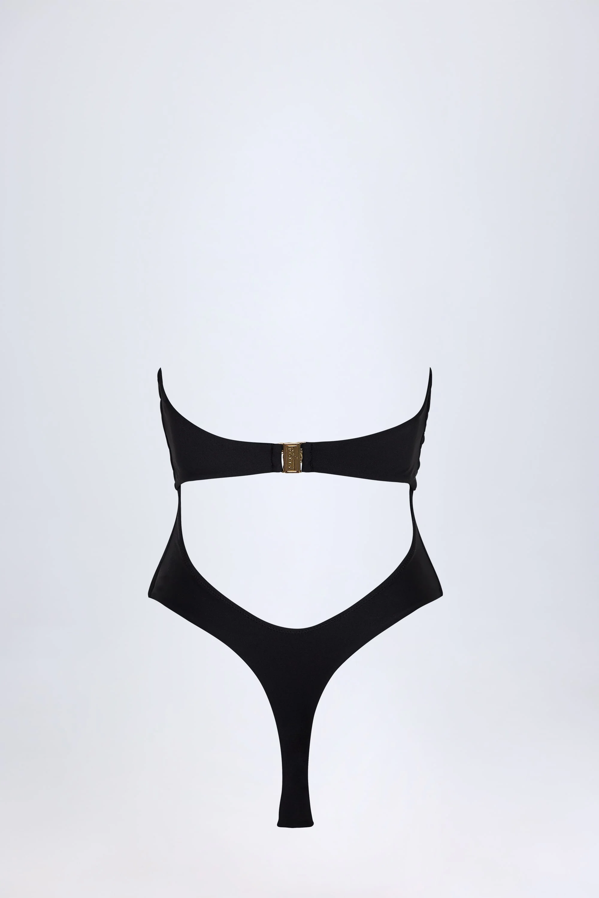 Cut-Out Hardware-Detail Swimsuit in Black - Image 4