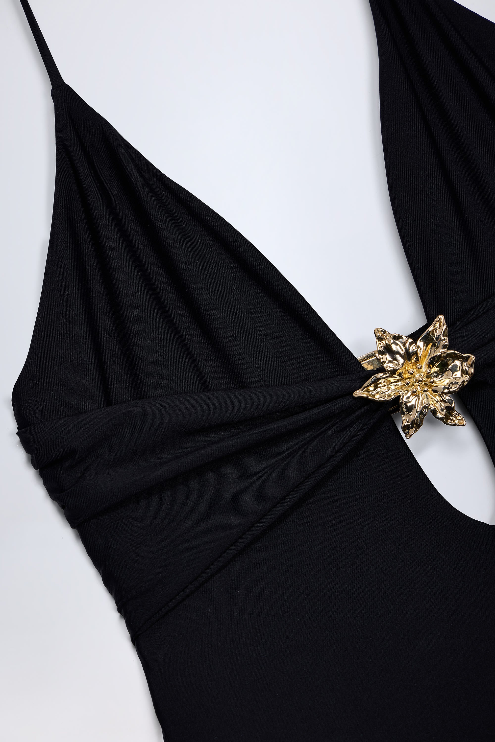 Cut-Out Hardware-Detail Swimsuit in Black - Image 5