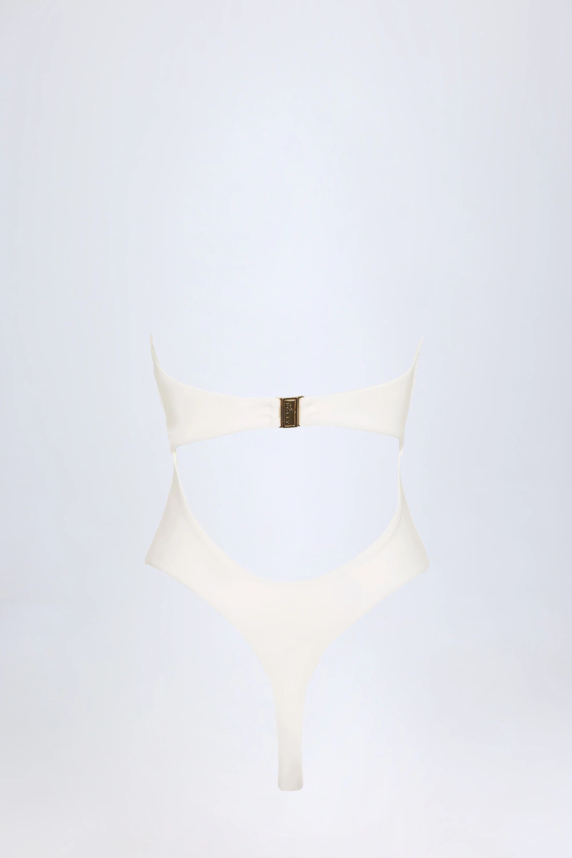 Cut-Out Hardware-Detail Swimsuit in White - Image 4