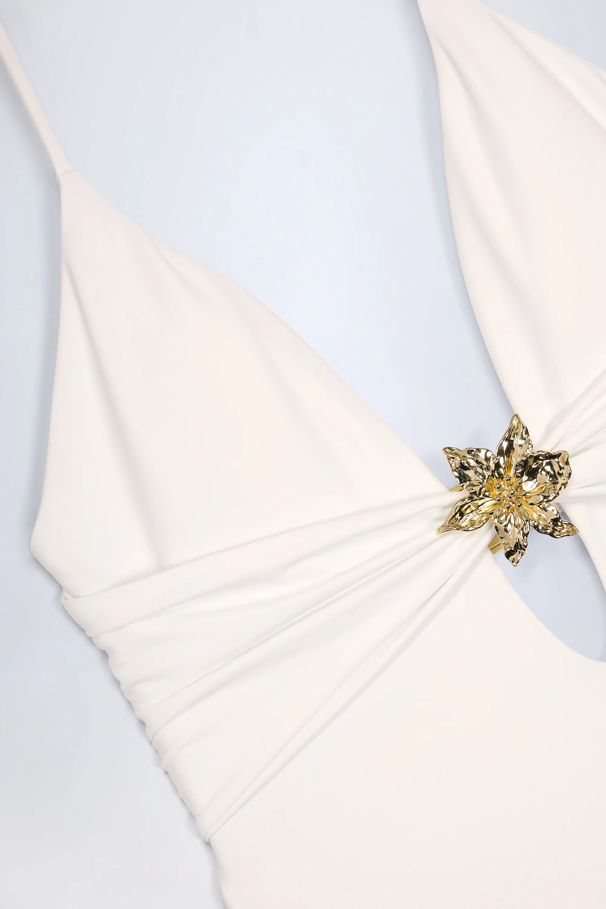 Cut-Out Hardware-Detail Swimsuit in White - Image 5