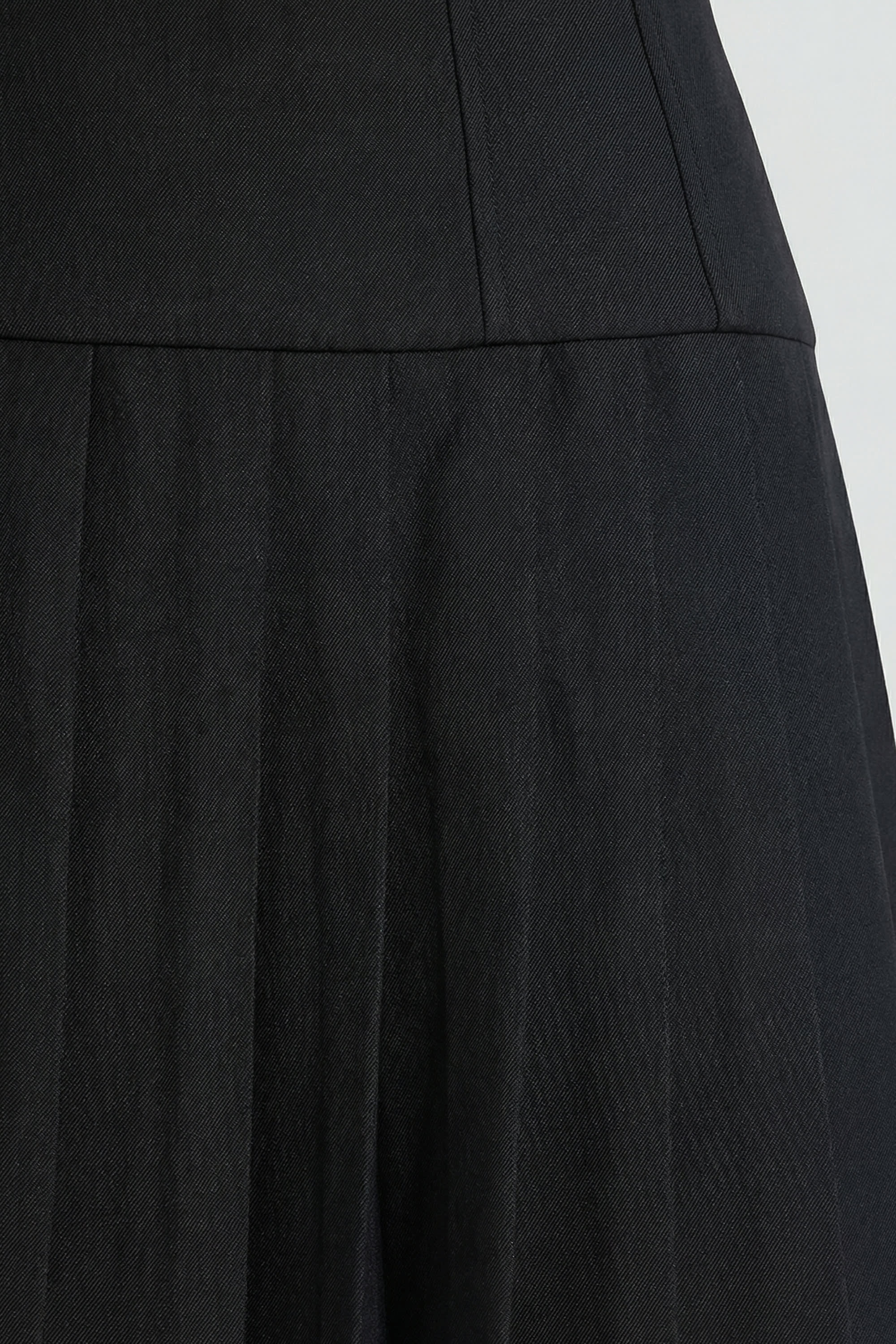 Brushed Twill Drop Waist Kilt Mini Dress in Black - Image 7