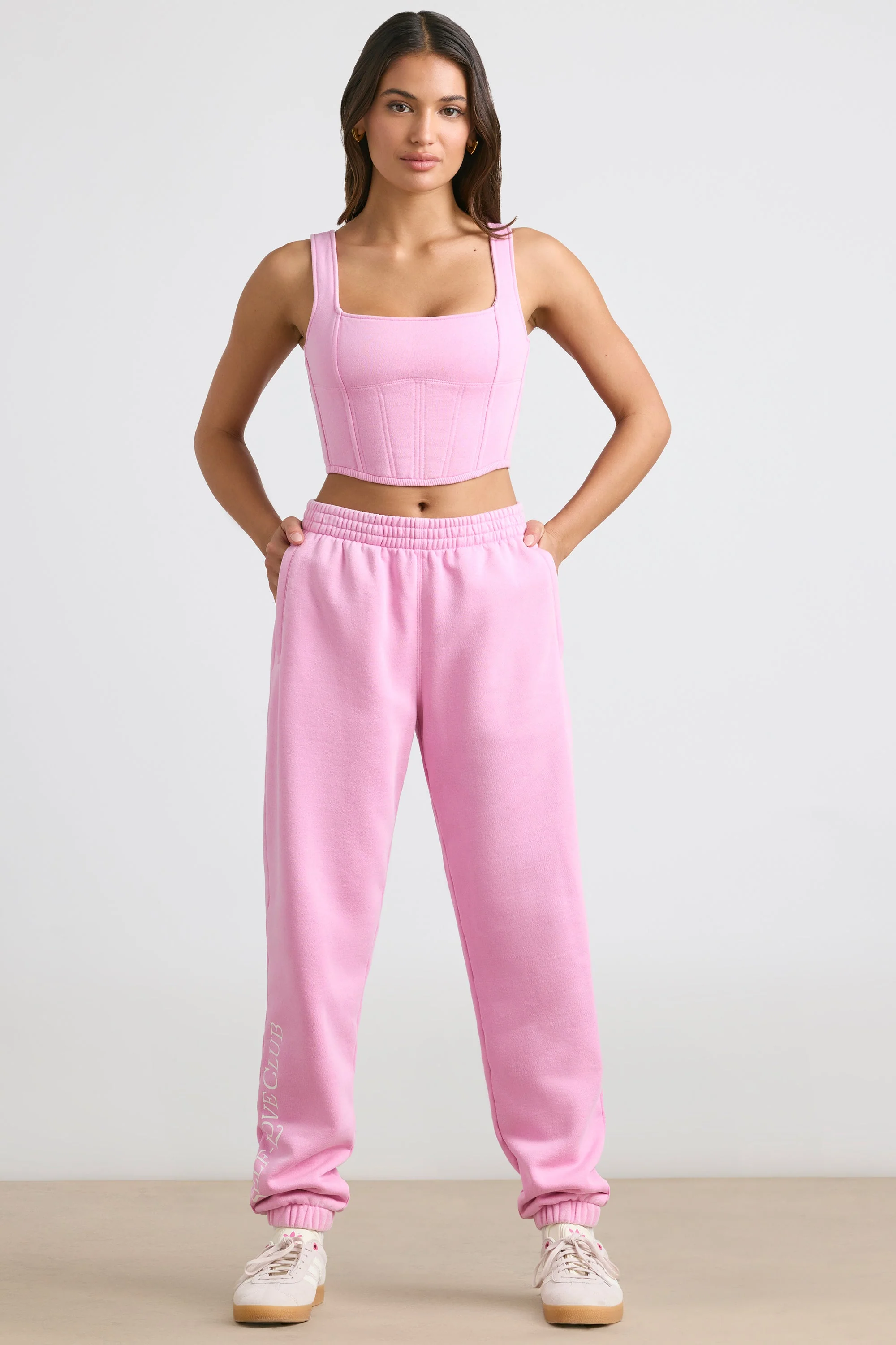 Brushed Jersey Oversized Joggers in Bubblegum Pink - Image 6