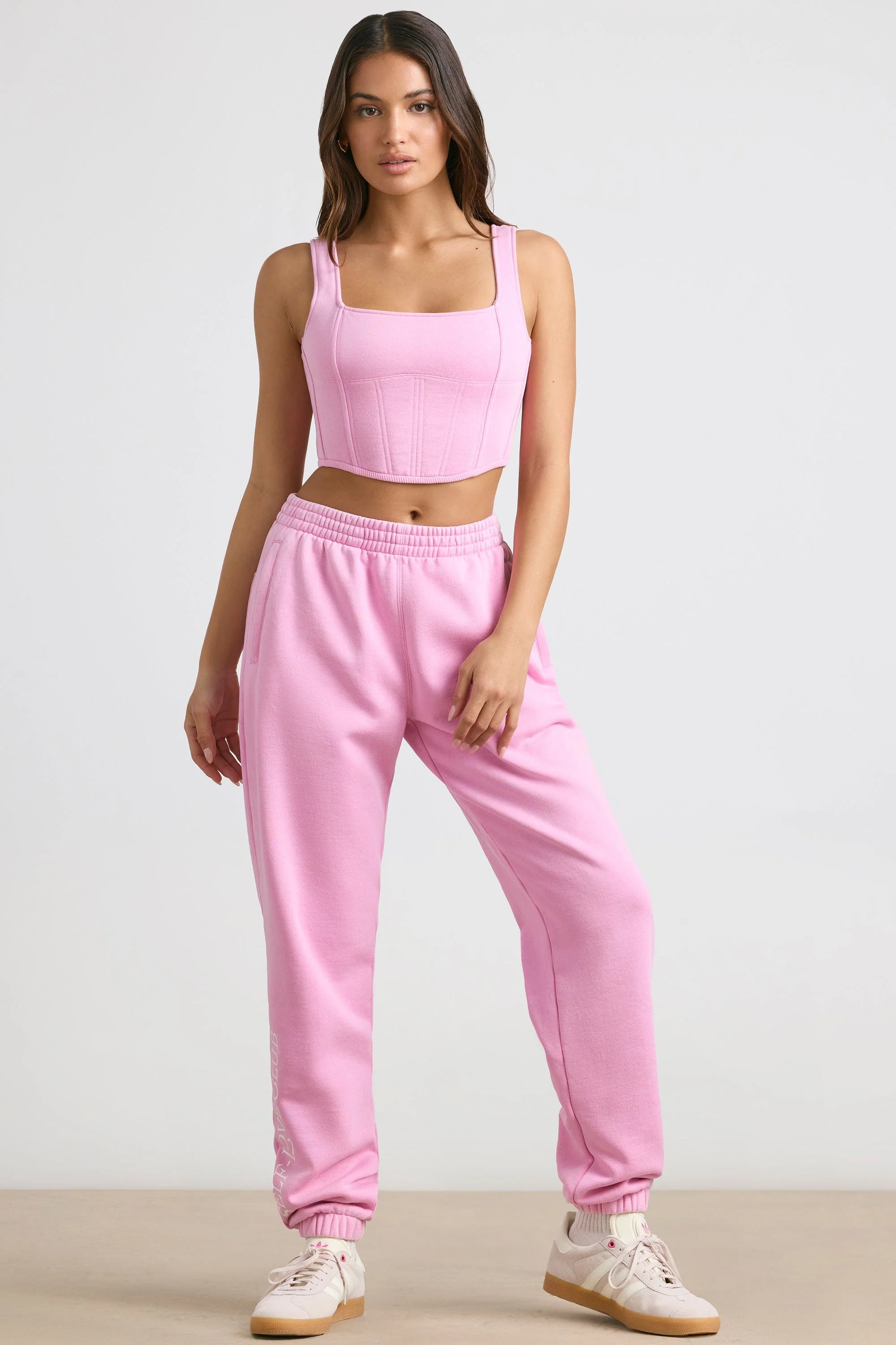 Brushed Jersey Oversized Joggers in Bubblegum Pink - Image 8