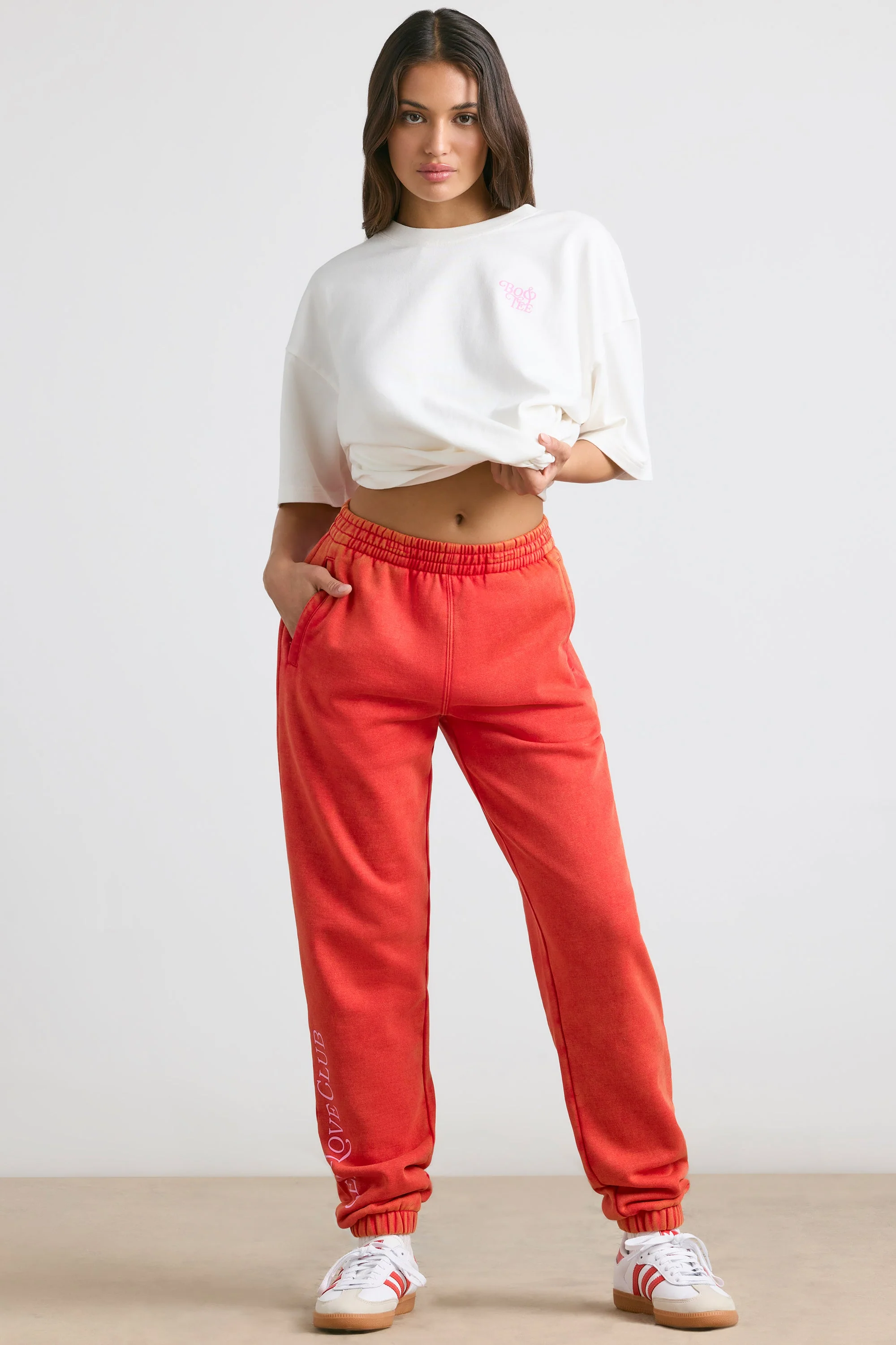 Brushed Jersey Oversized Joggers in Red - Image 5