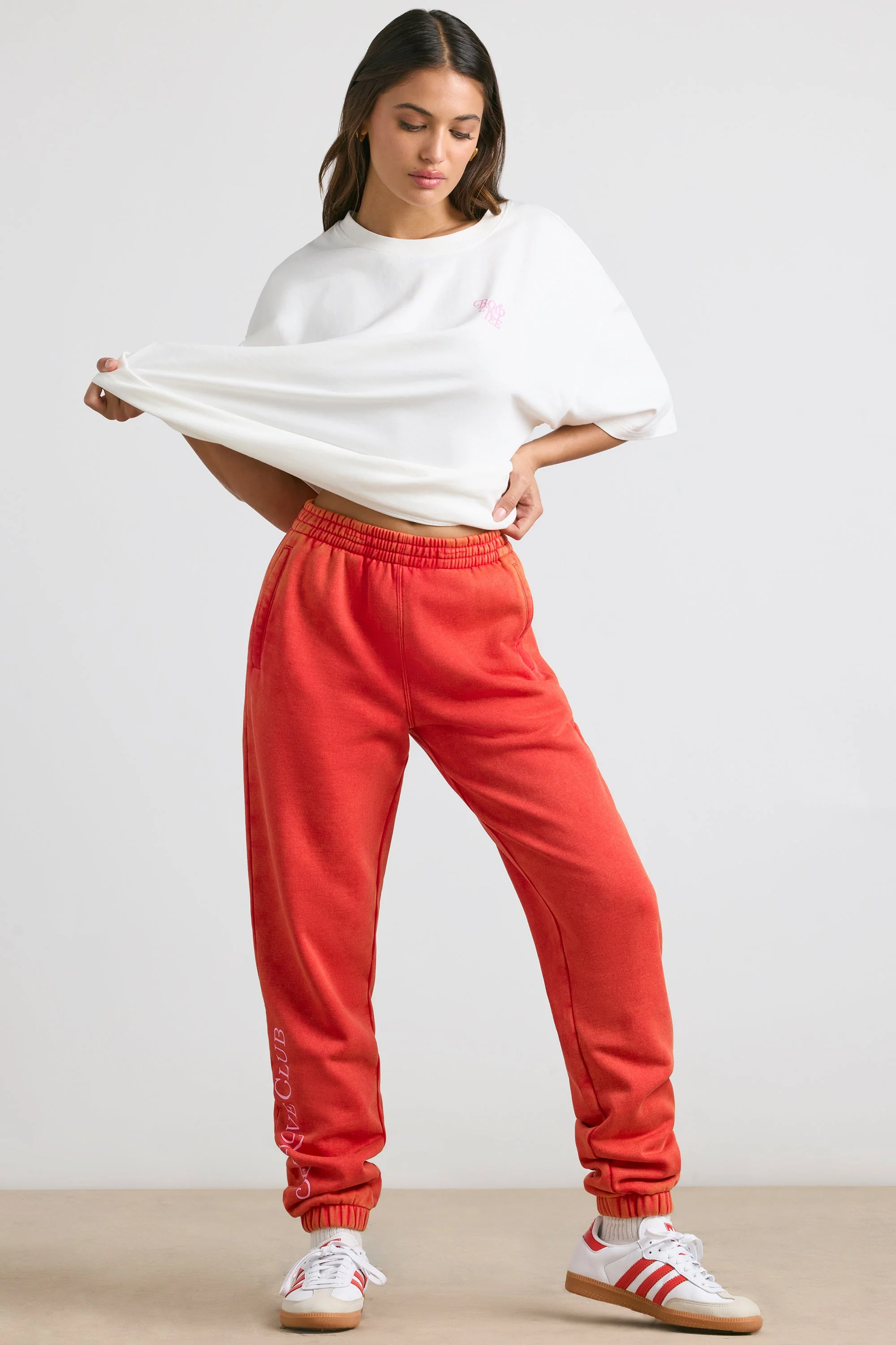 Brushed Jersey Oversized Joggers in Red - Image 6