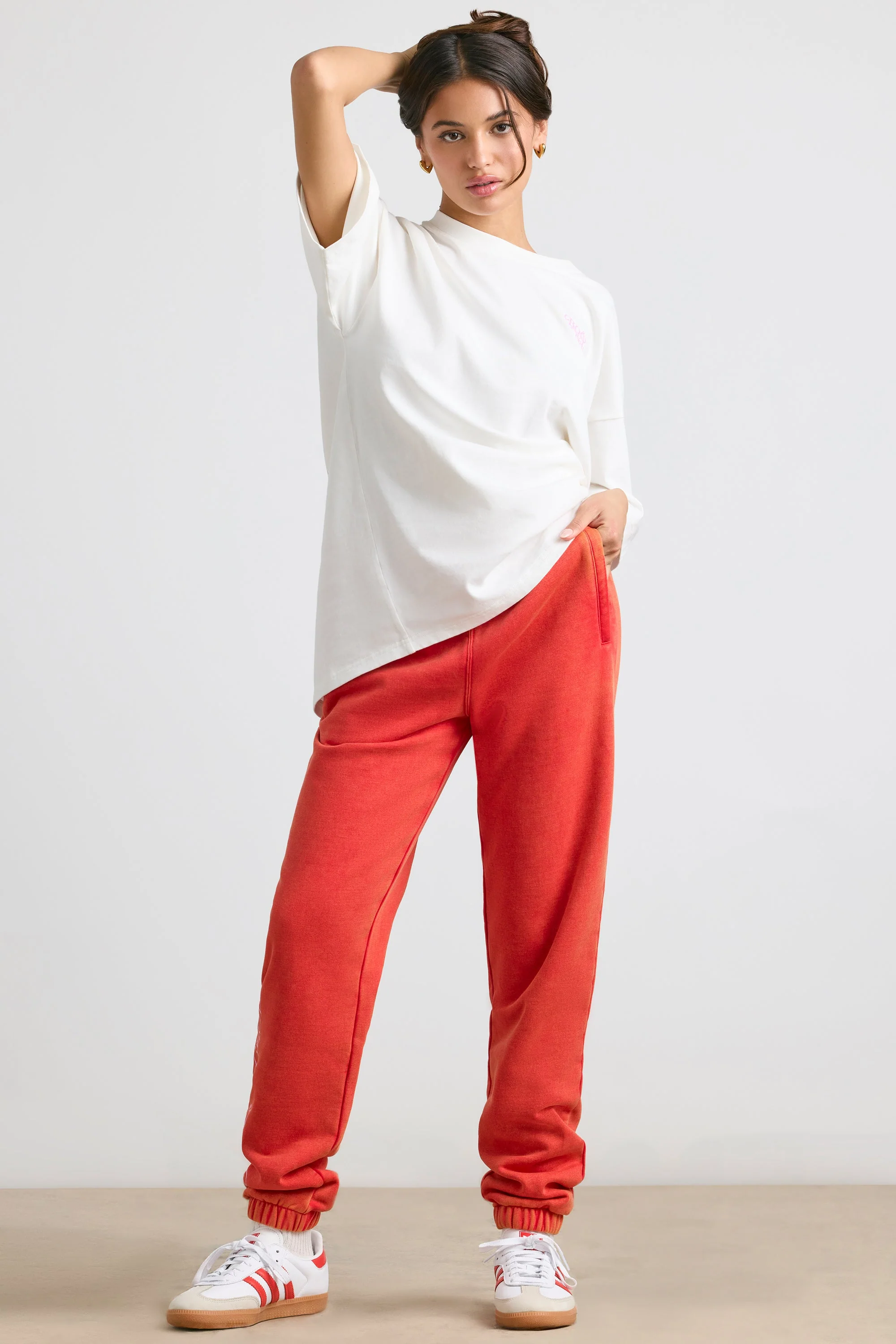 Brushed Jersey Oversized Joggers in Red - Image 7