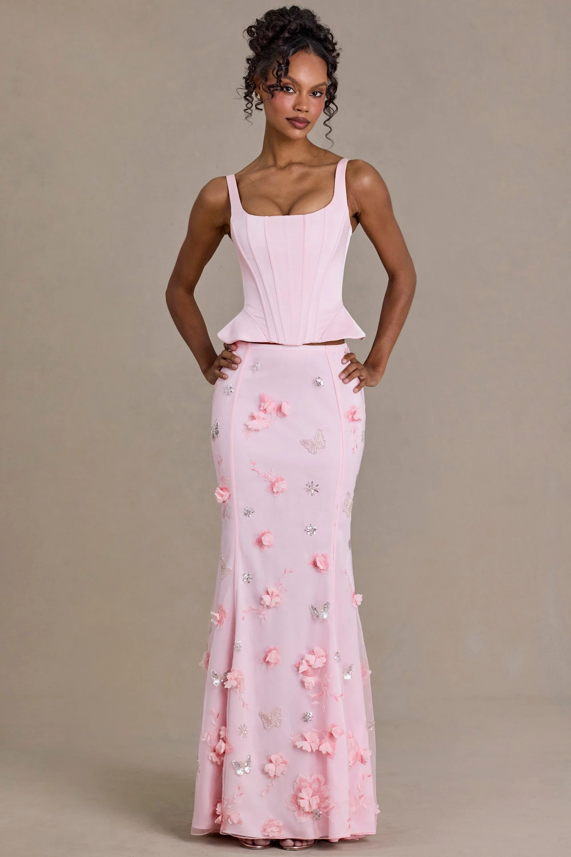 Premium Satin Lace-Up Corset Top in Baby Pink - Image 6