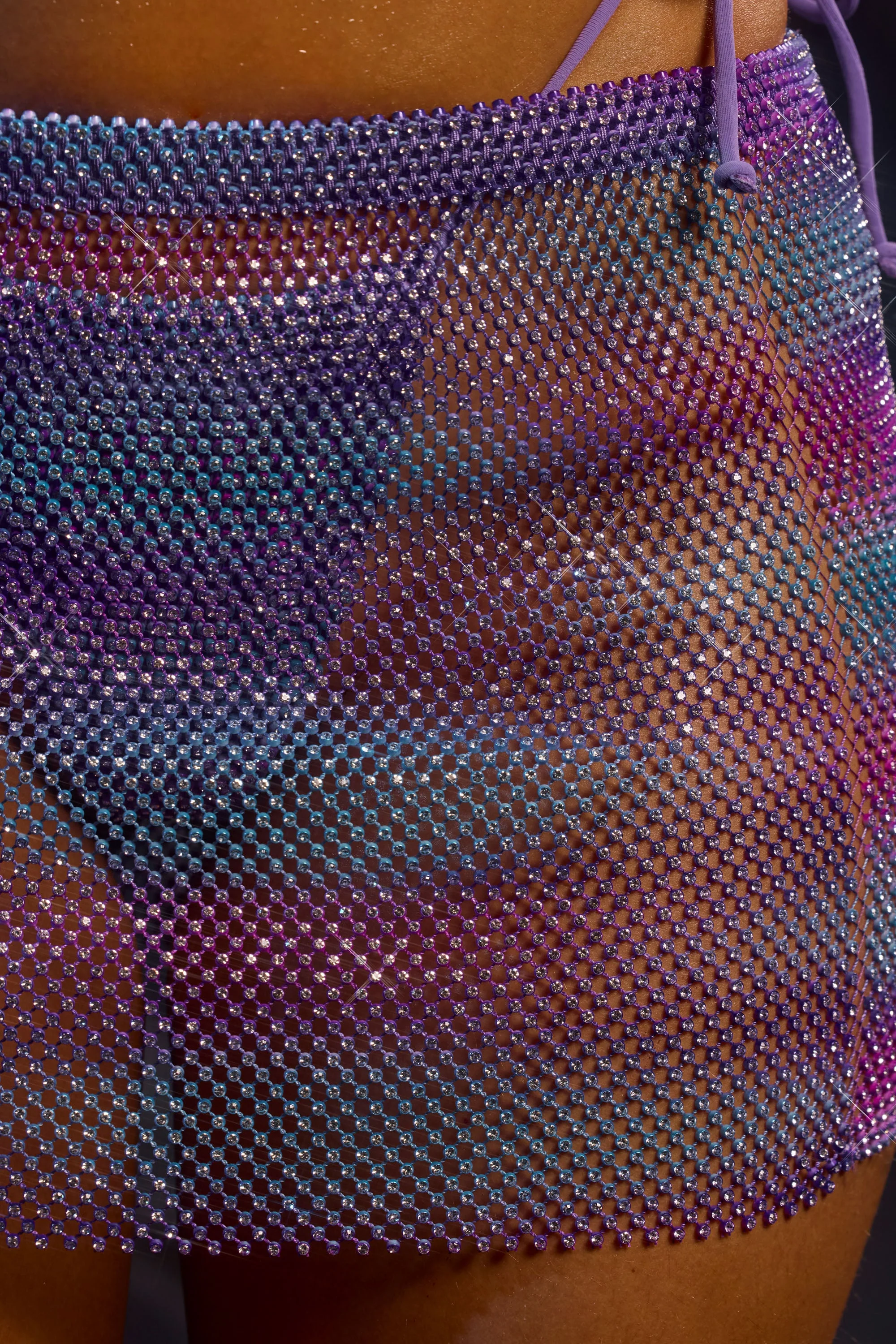 Low-Rise Mini Skirt in Blue Ombré - Image 4