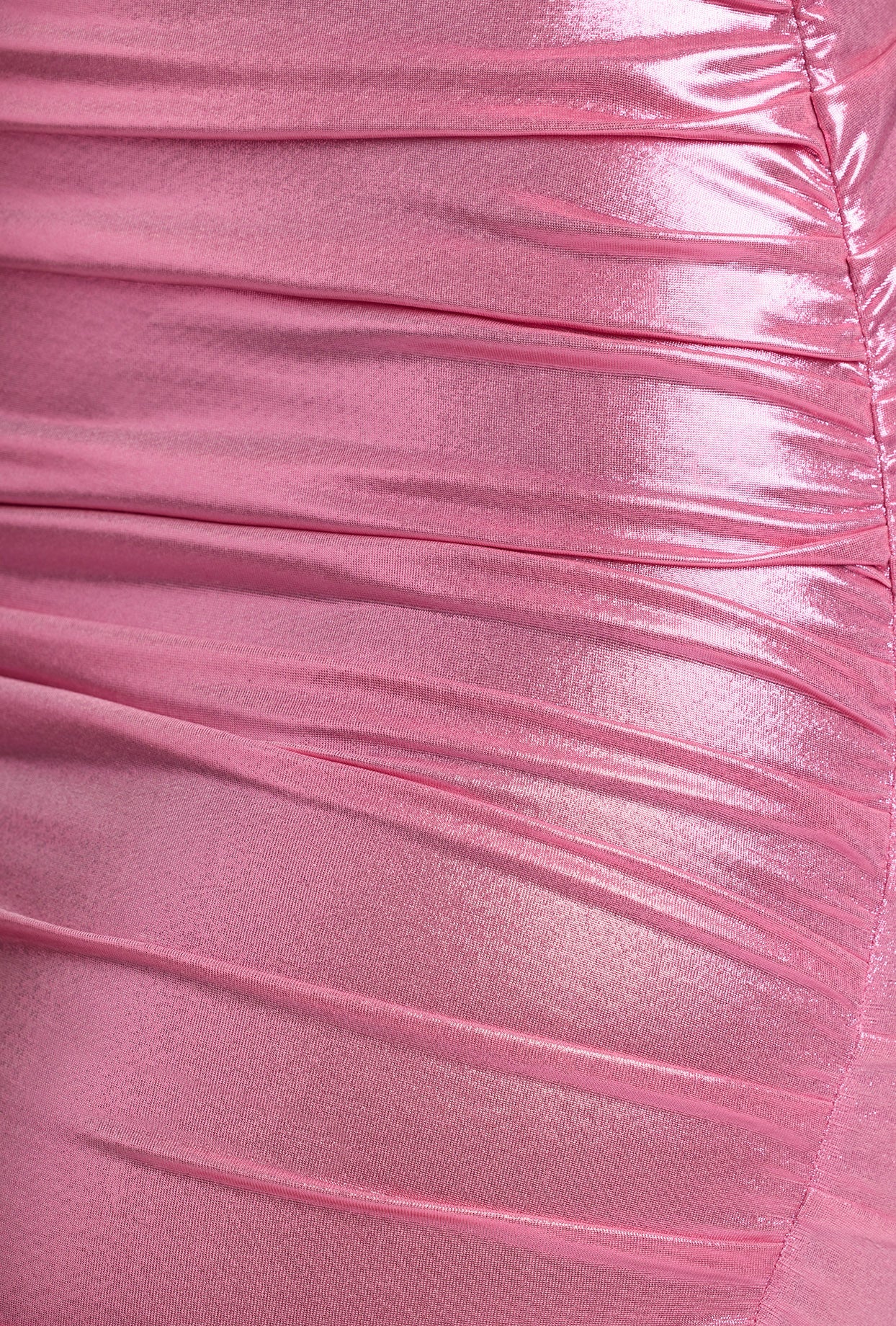 Long Sleeve Metallic Jersey Mini Dress in Rose Pink - Image 6