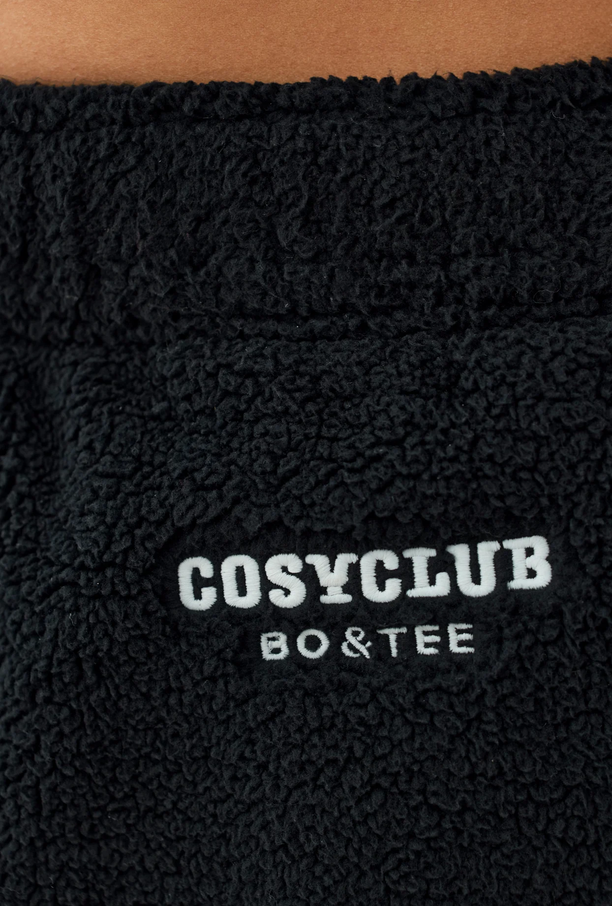 Petite Fleece Wide Leg Joggers in Onyx - Image 4