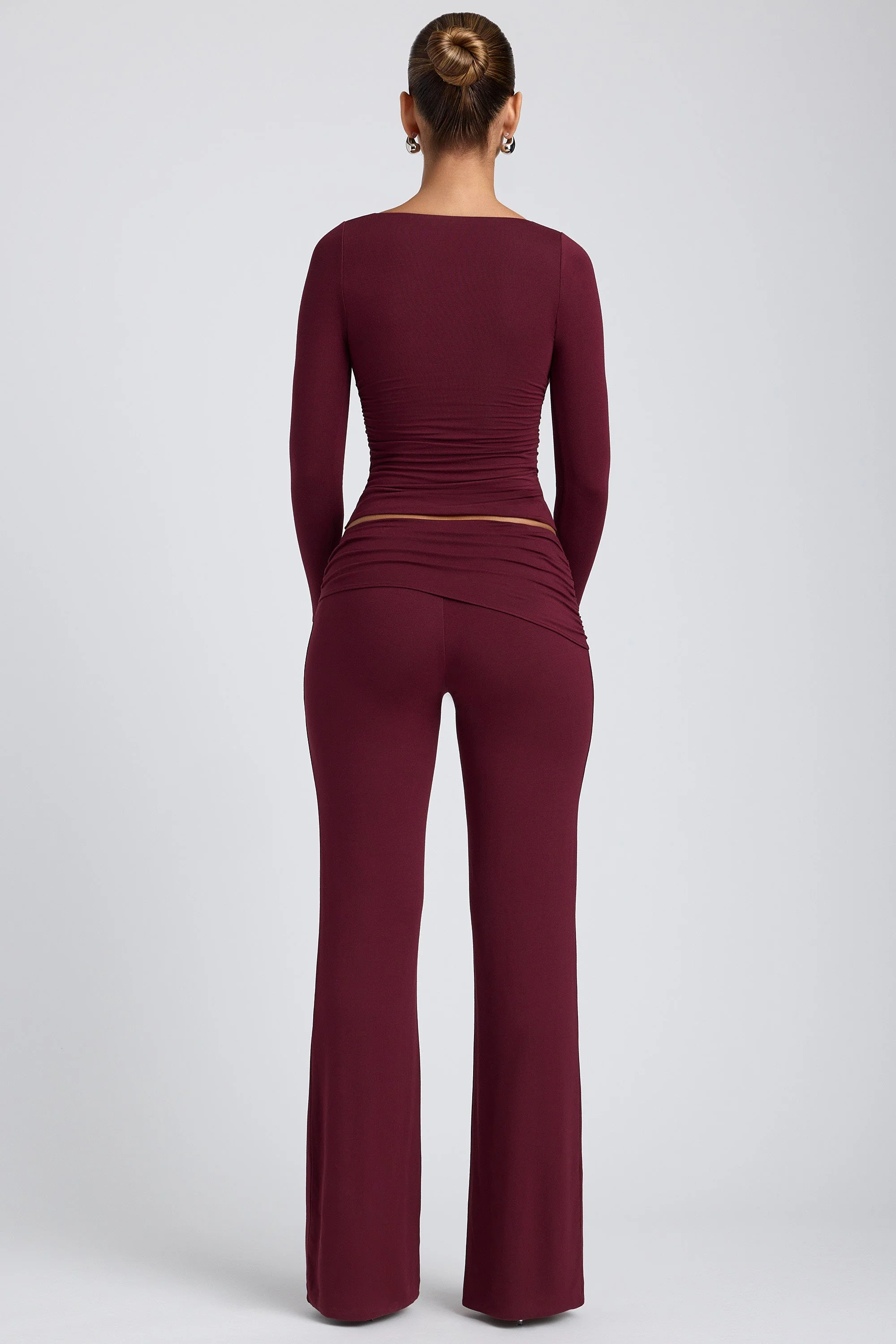 Modal Ruched Long-Sleeve Top in Plum - Image 10