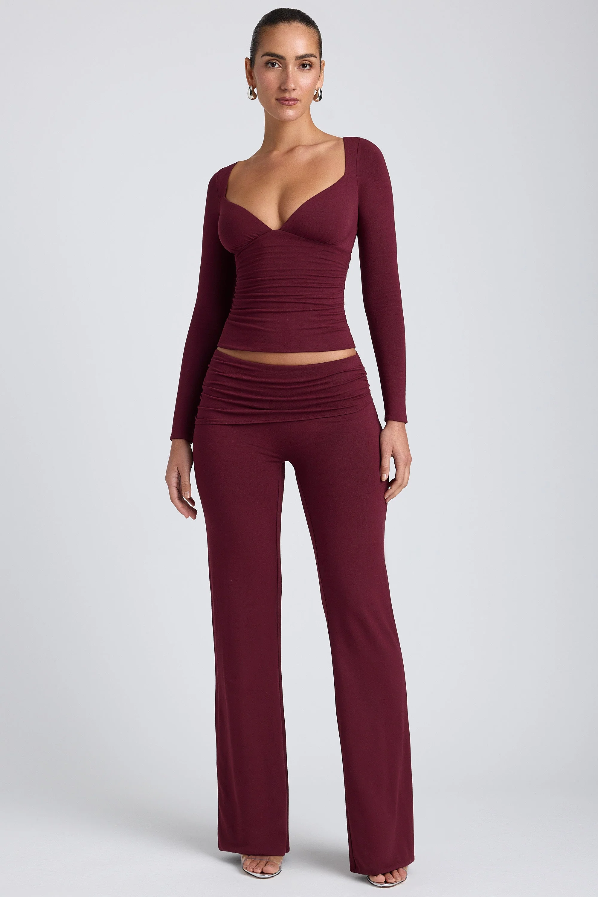 Modal Ruched Long-Sleeve Top in Plum - Image 7