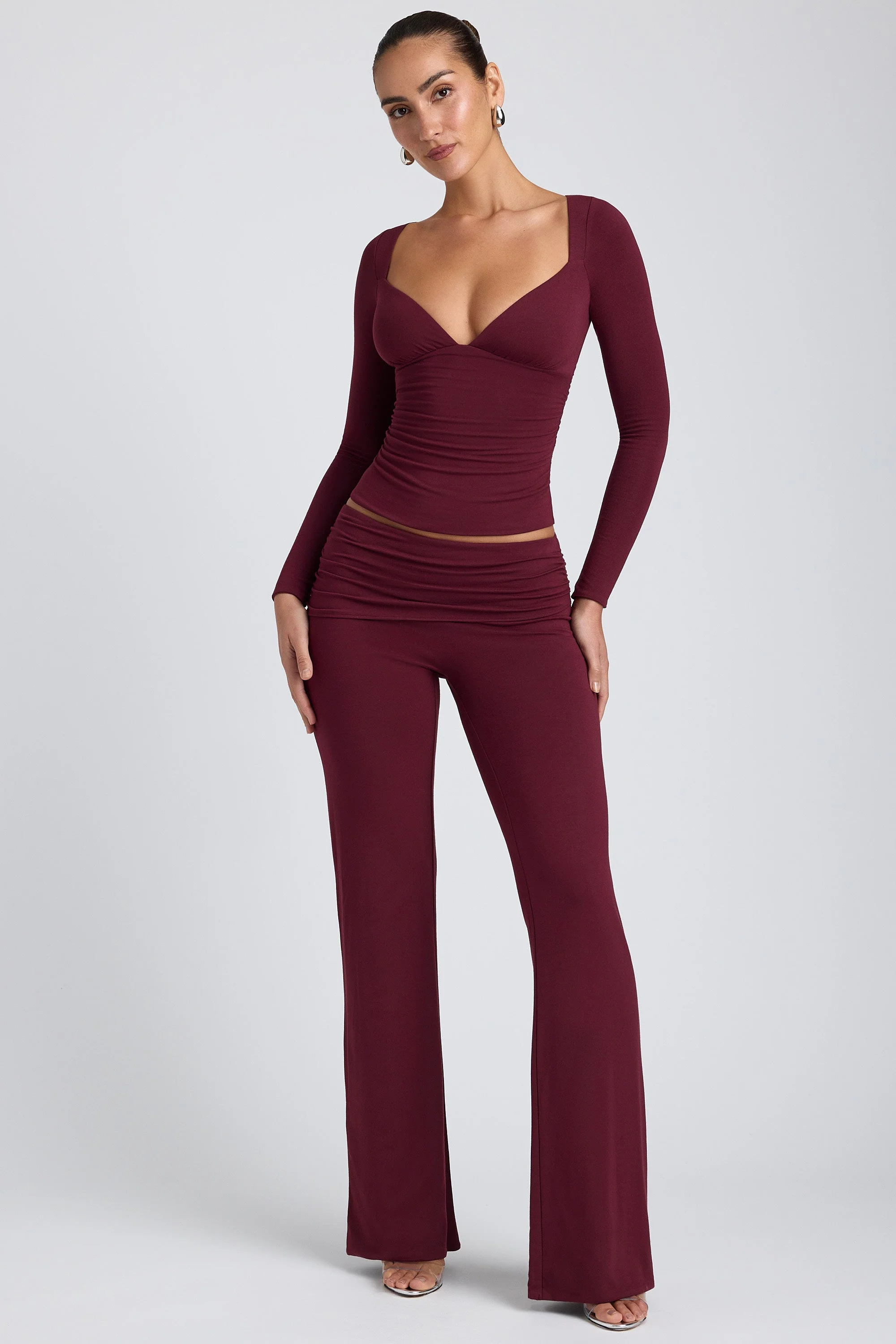 Modal Ruched Long-Sleeve Top in Plum - Image 8
