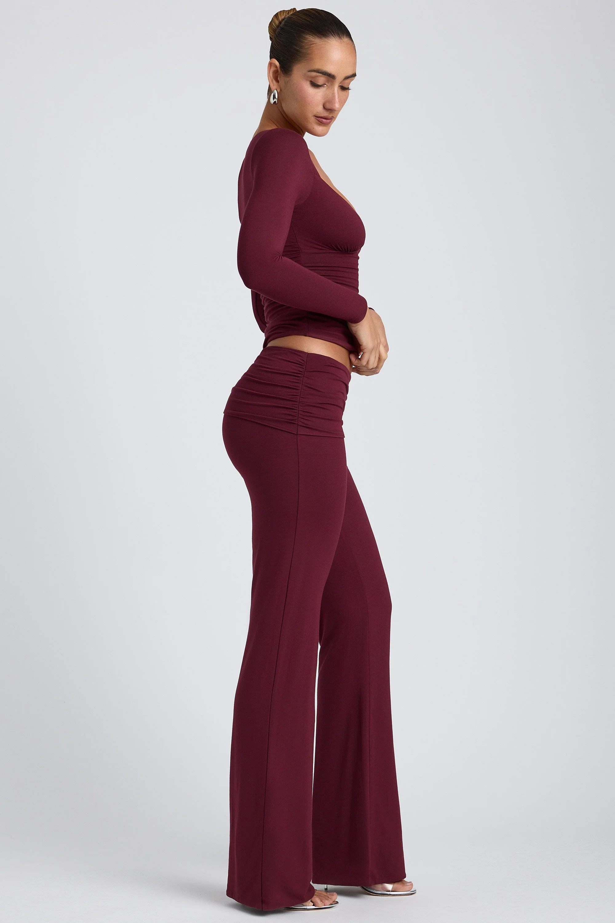 Modal Ruched Long-Sleeve Top in Plum - Image 9