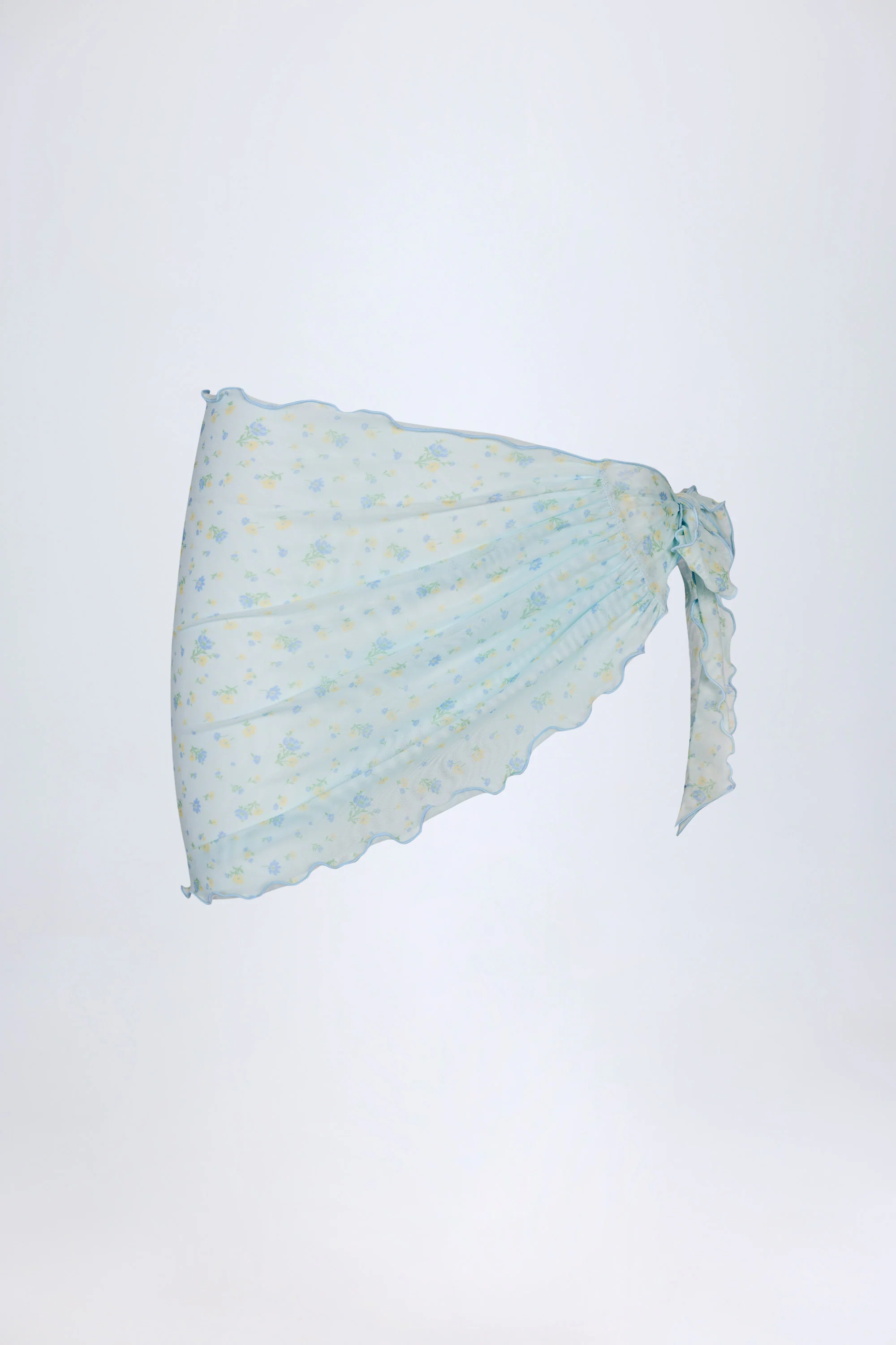 Side-Tie Sarong in Blue Floral - Image 3