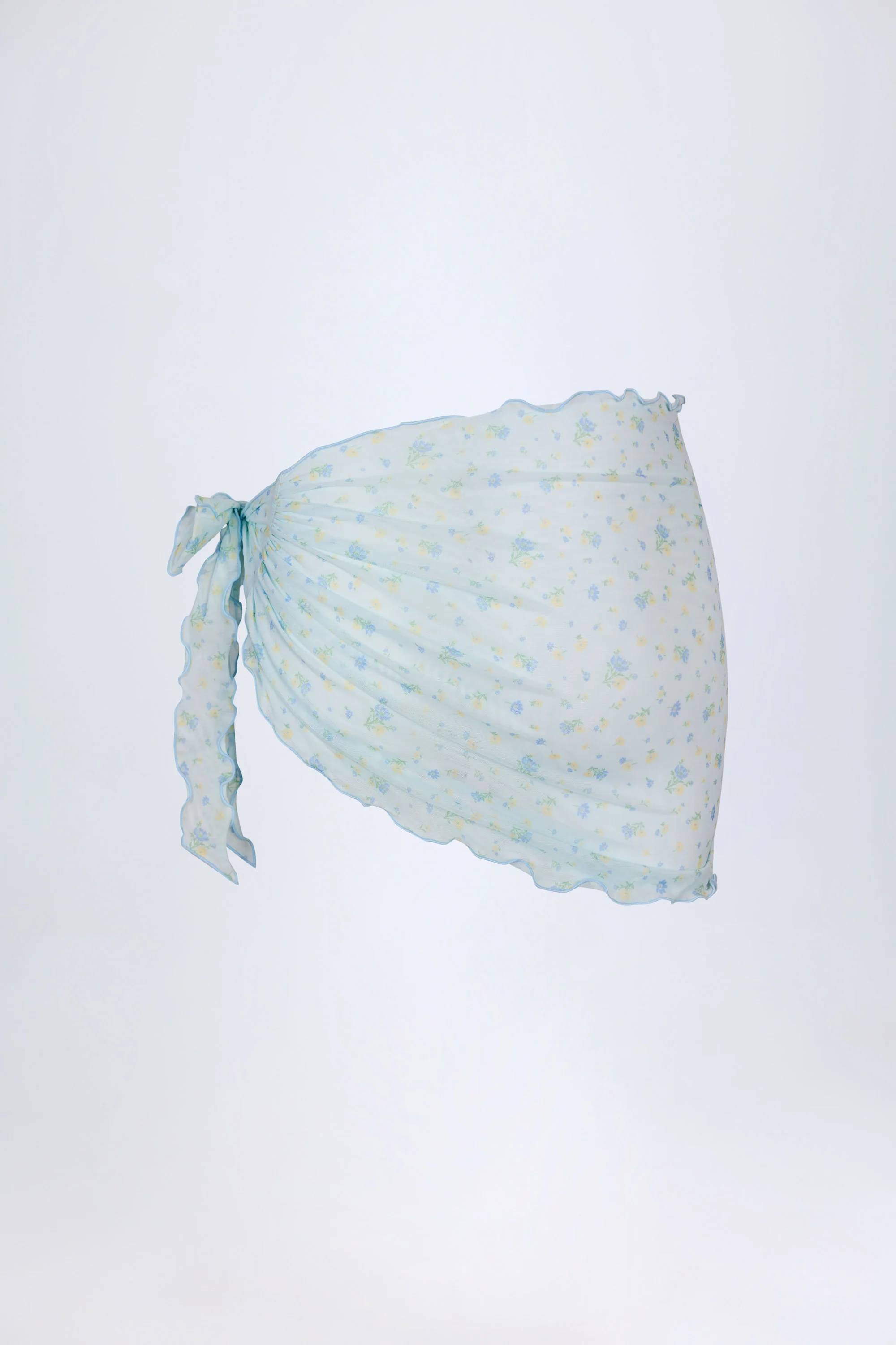 Side-Tie Sarong in Blue Floral - Image 4