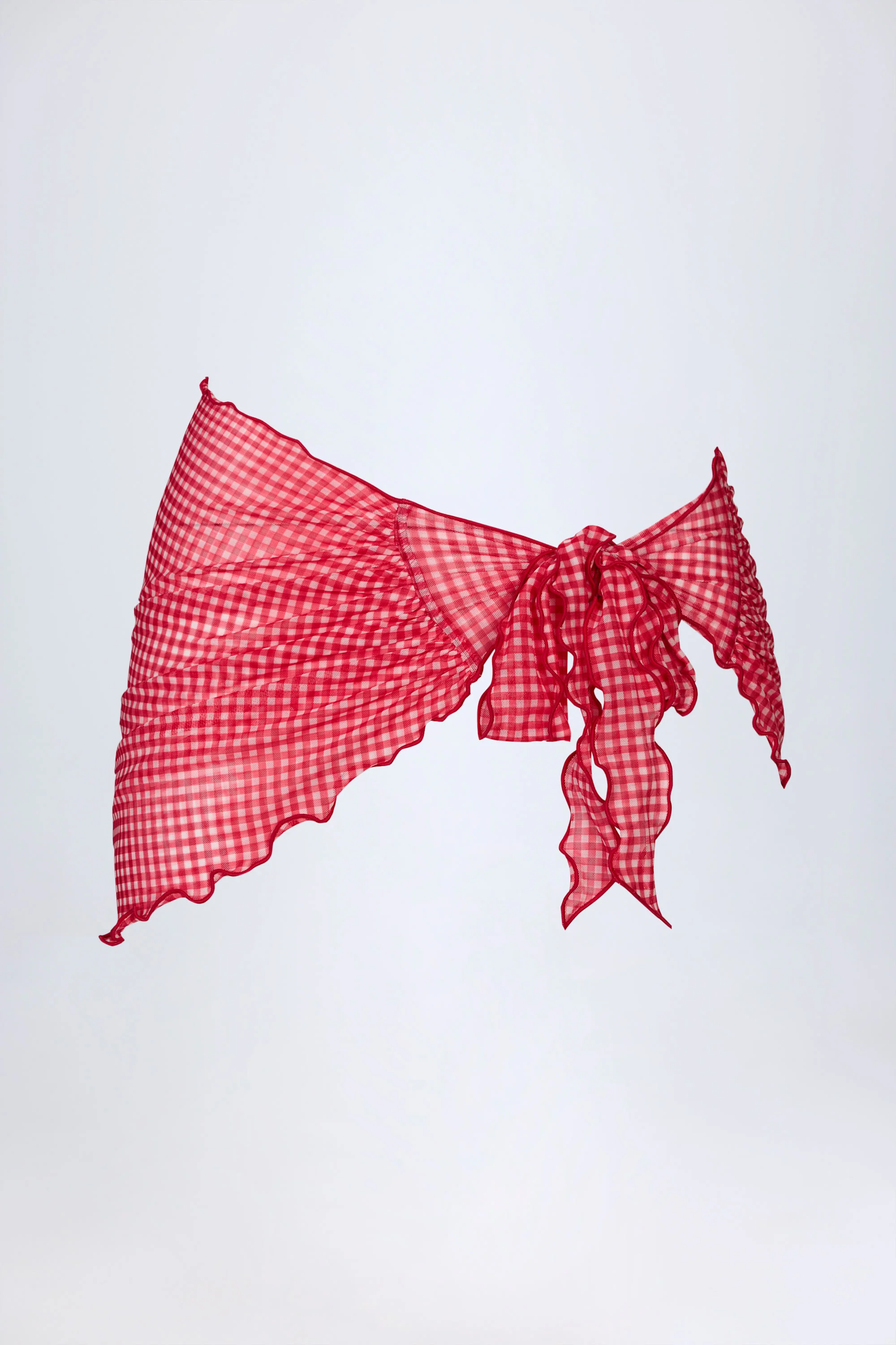 Side-Tie Sarong in Red Gingham - Image 3