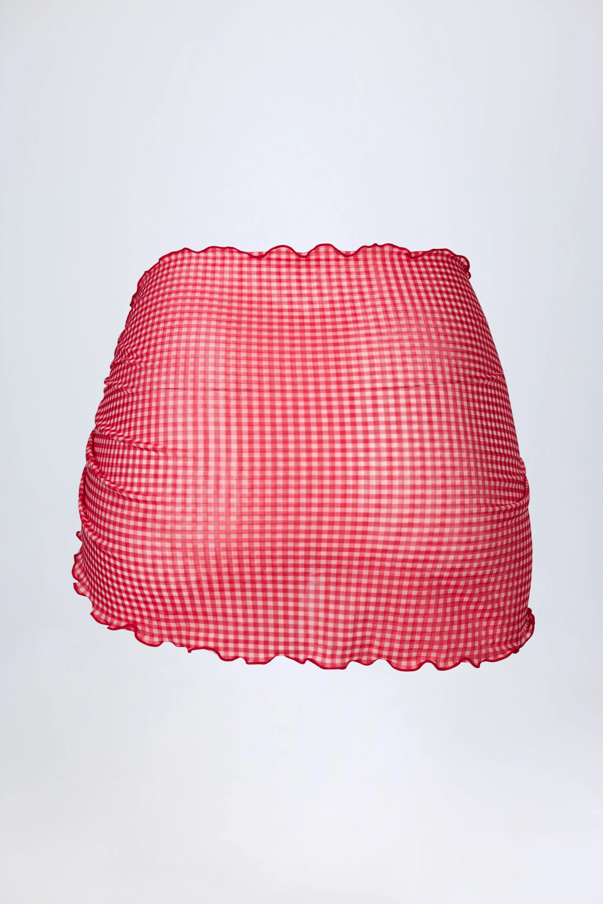 Side-Tie Sarong in Red Gingham - Image 4