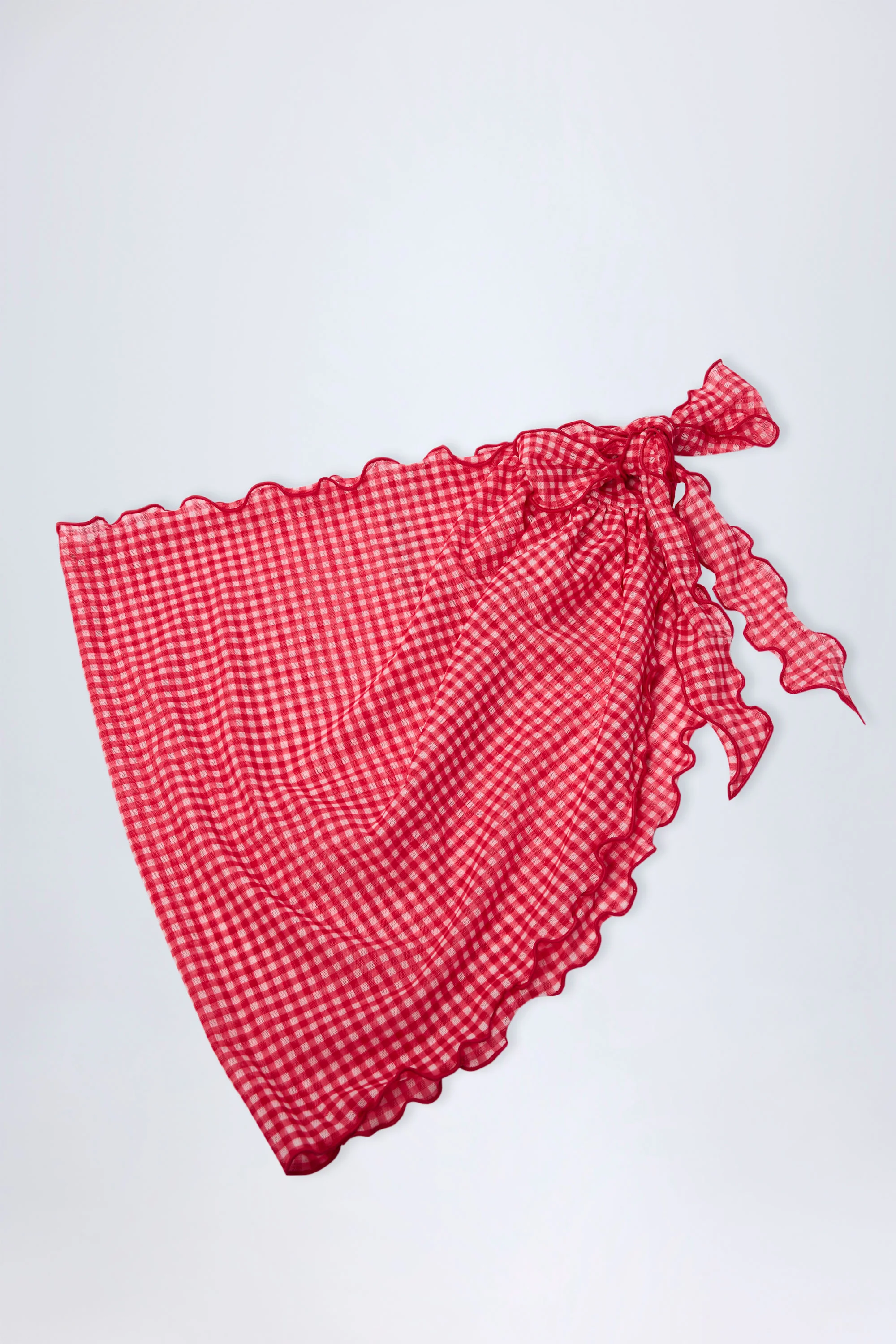Side-Tie Sarong in Red Gingham - Image 6