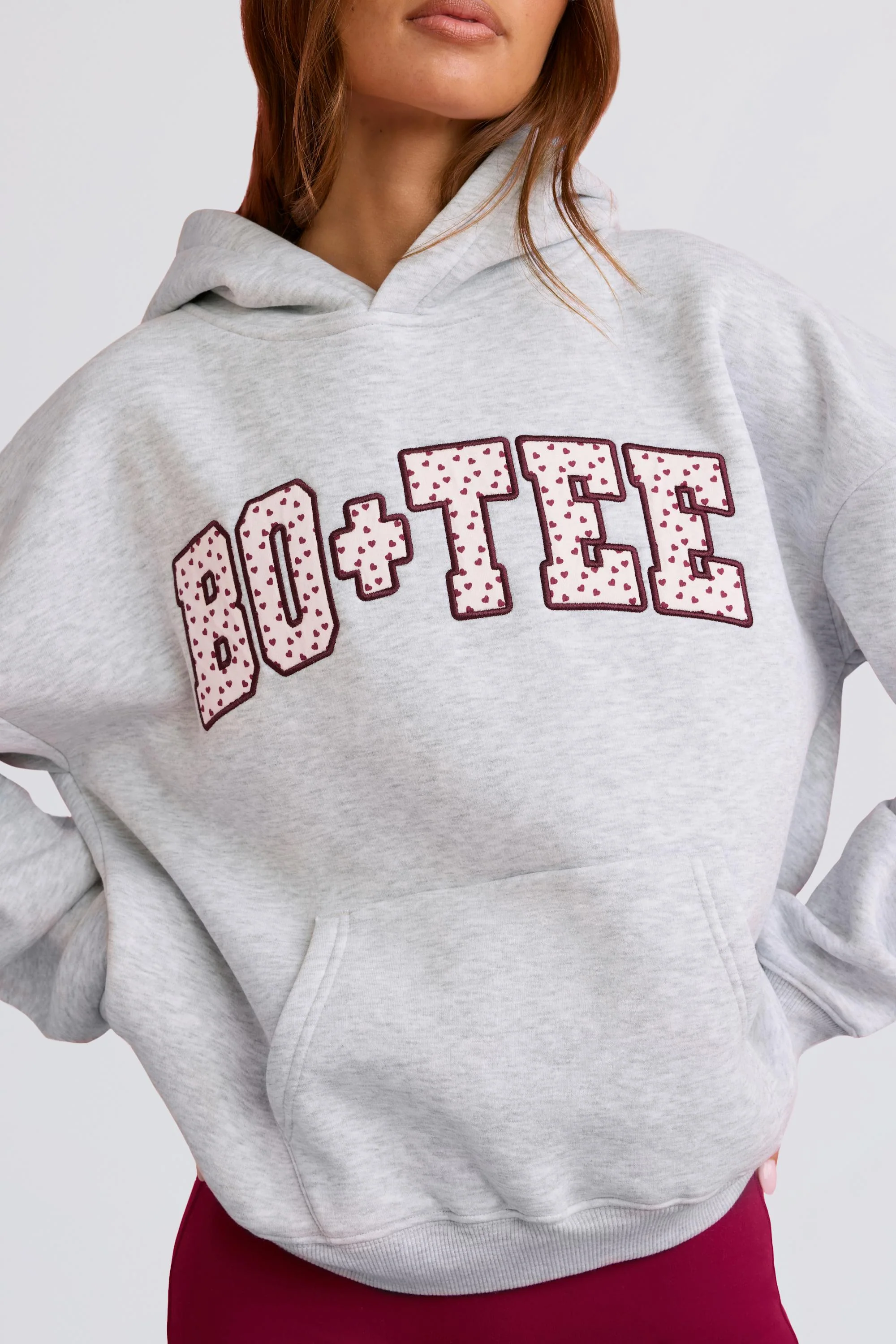 Oversized Applique Hoodie in Grey - Image 3