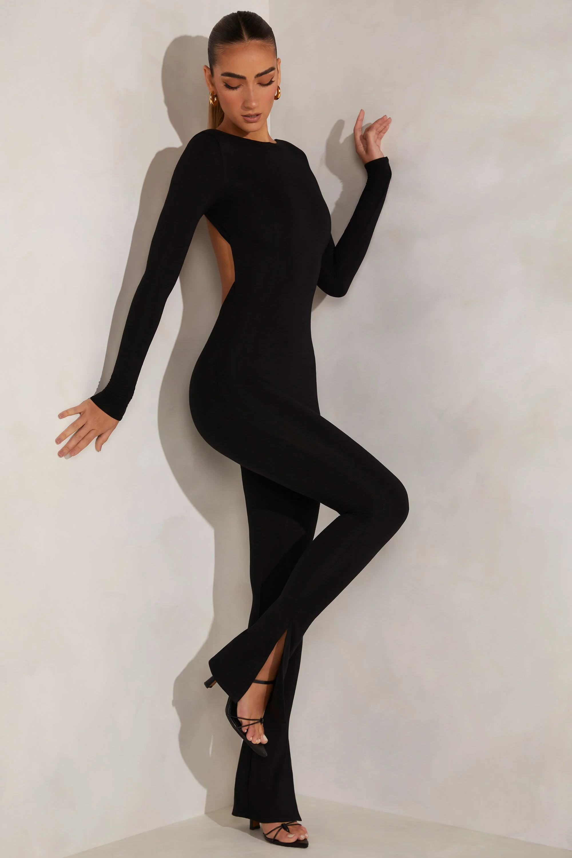 High Neck Open Back Jumpsuit in Black - Image 6
