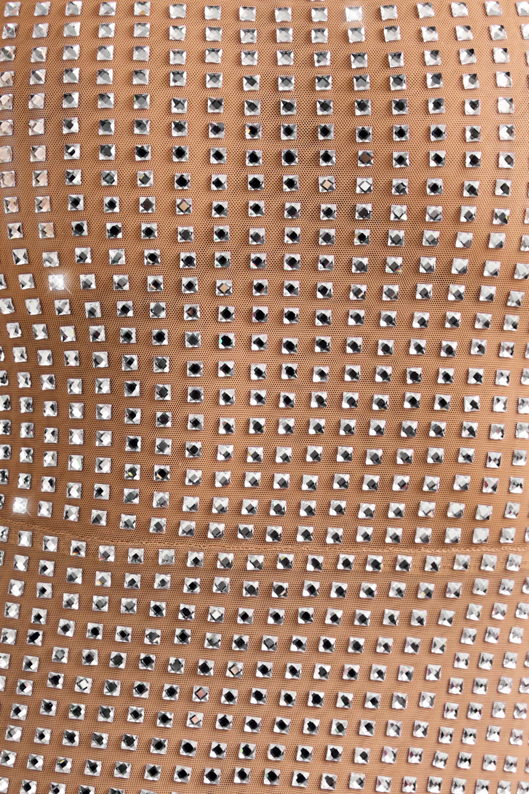 Embellished Square-Neck Mini Dress in Almond - Image 6