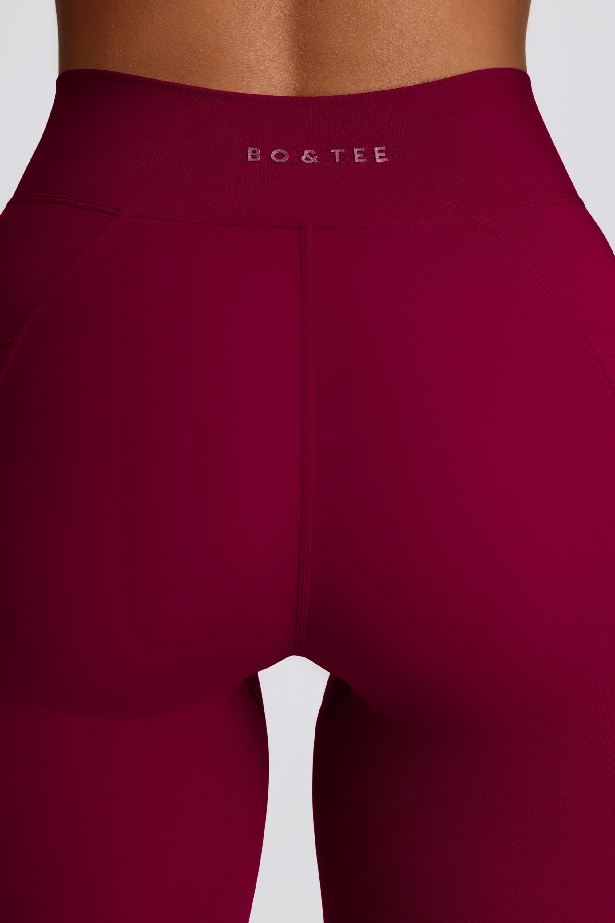 Soft Active V-Waist Pocket Flared Leggings in Burgundy - Image 5