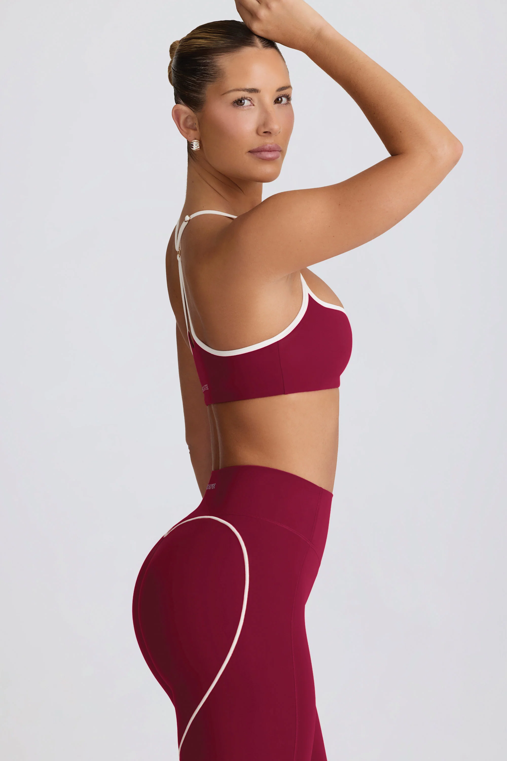 Soft Active Sweetheart-Neck Sports Bra in Burgundy - Image 3