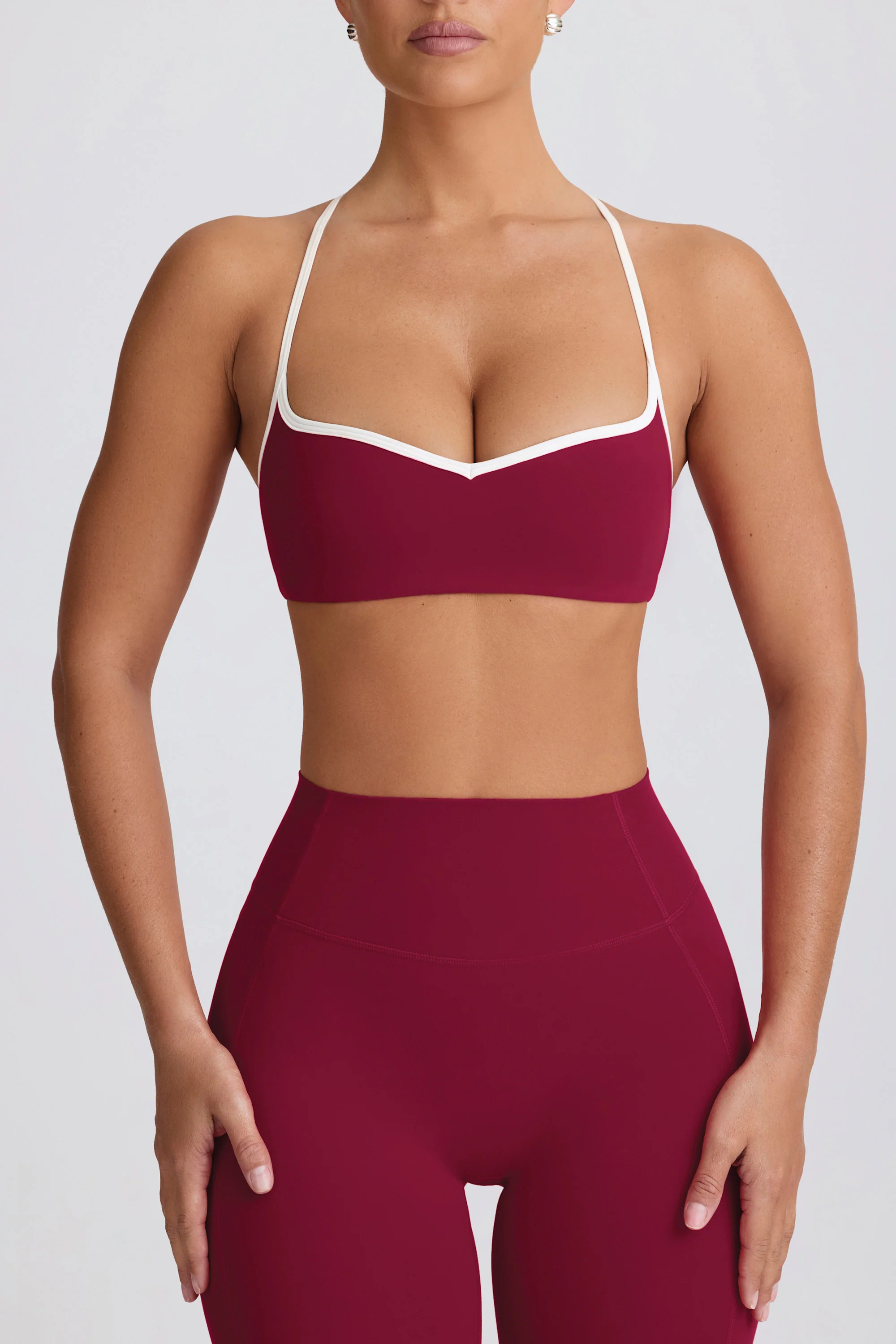 Soft Active Sweetheart-Neck Sports Bra in Burgundy - Image 4
