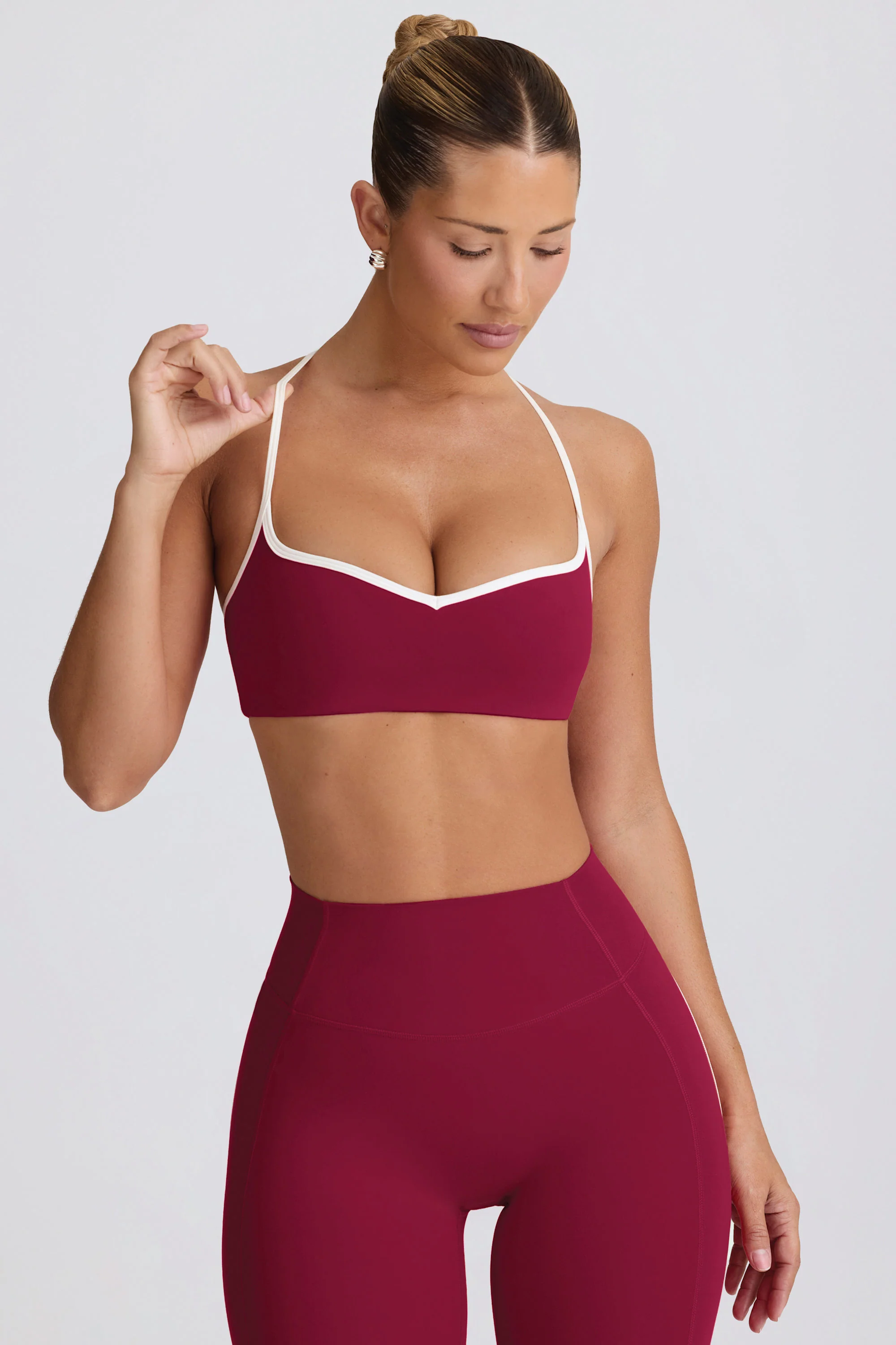 Soft Active Sweetheart-Neck Sports Bra in Burgundy - Image 6