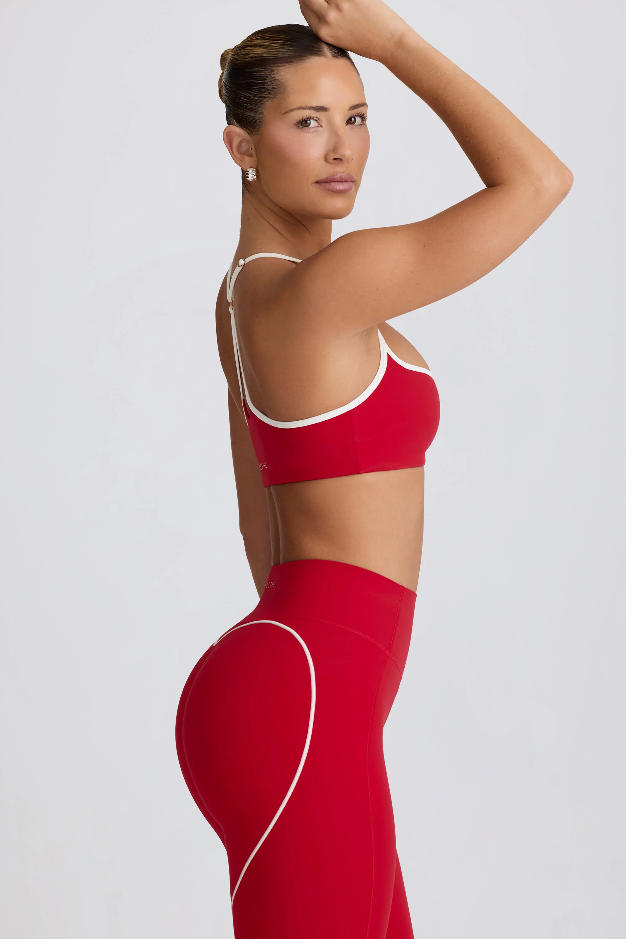 Soft Active Sweetheart-Neck Sports Bra in Hot Red - Image 3