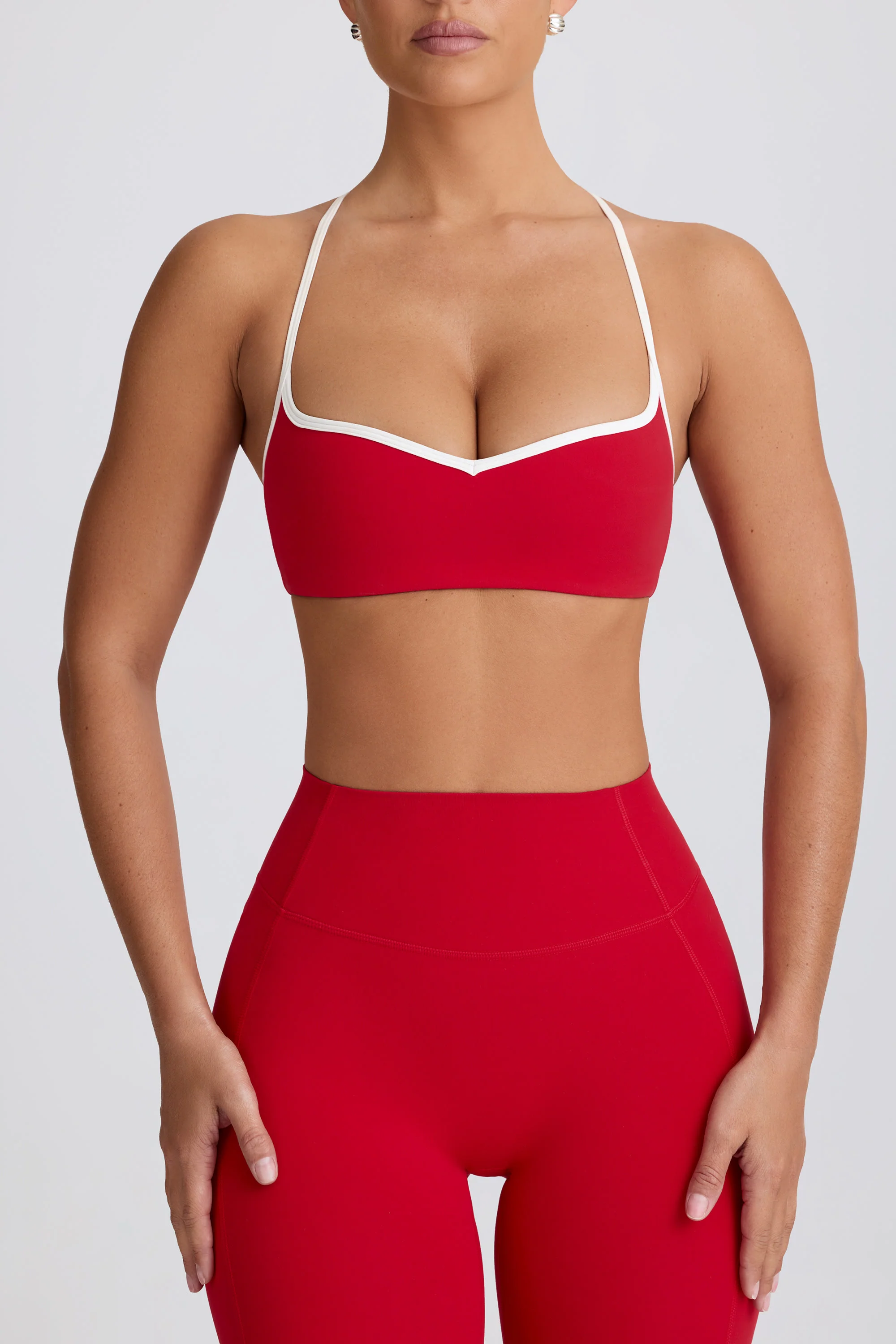 Soft Active Sweetheart-Neck Sports Bra in Hot Red - Image 4