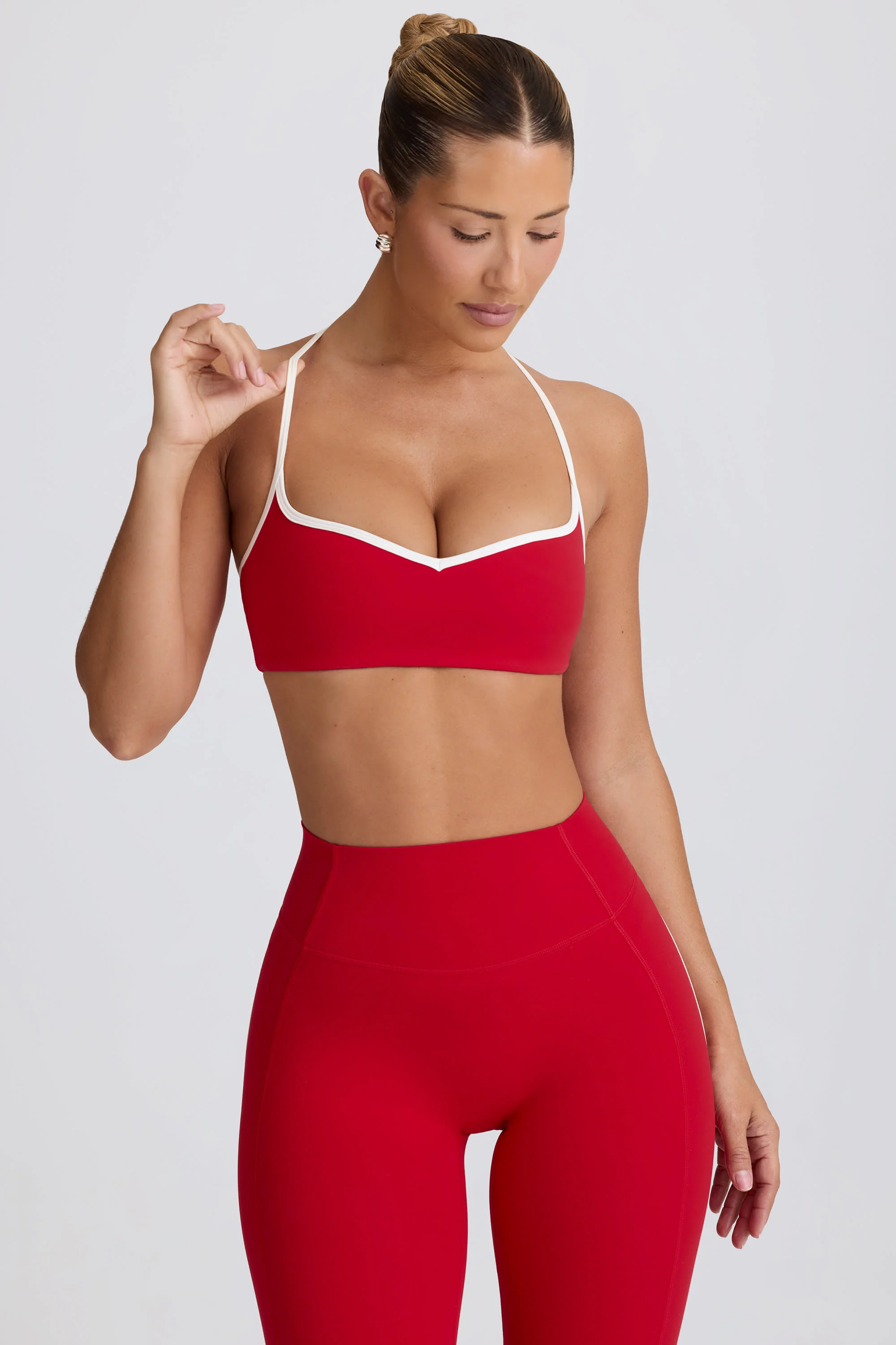 Soft Active Sweetheart-Neck Sports Bra in Hot Red - Image 7