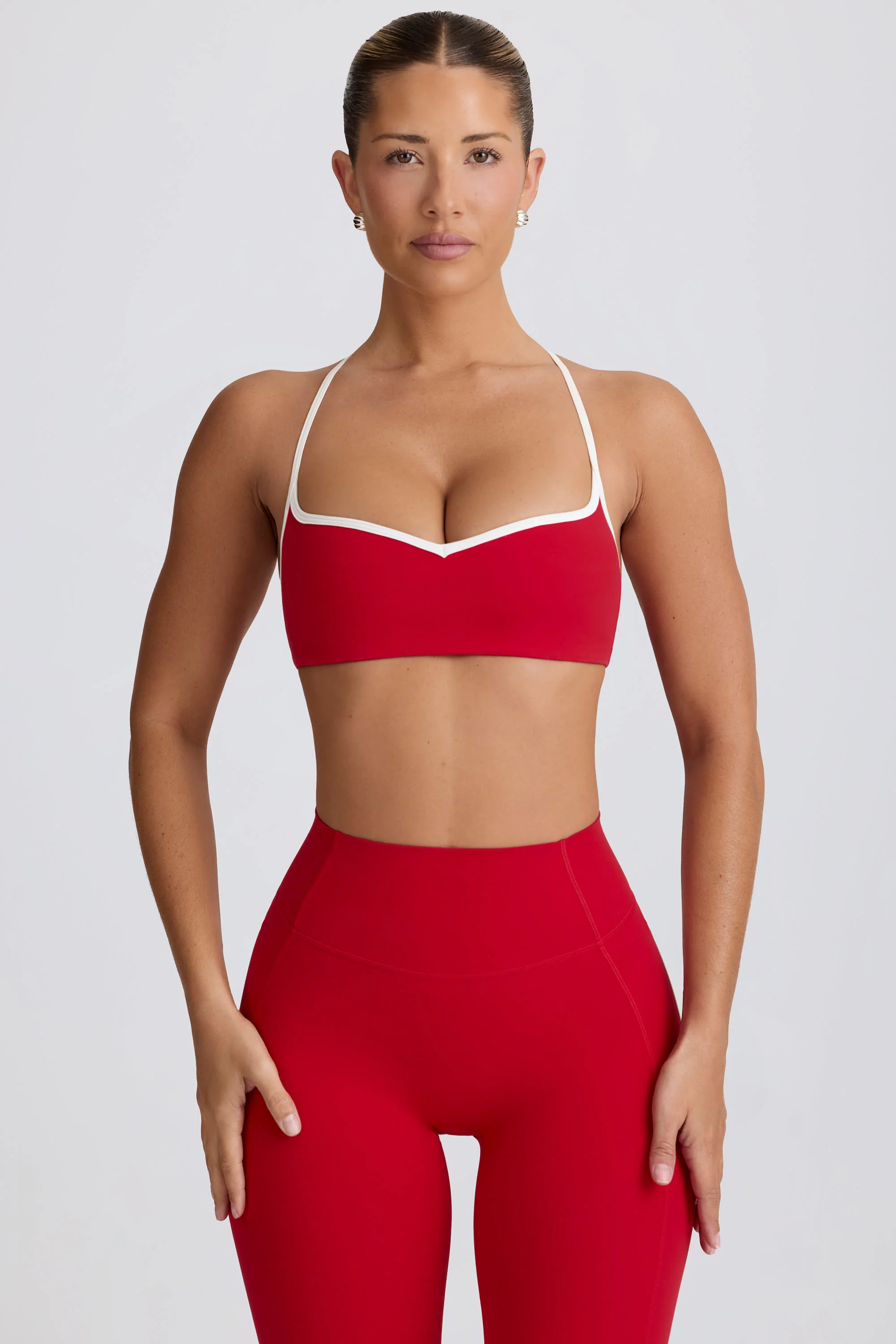 Soft Active Sweetheart-Neck Sports Bra in Hot Red - Image 8