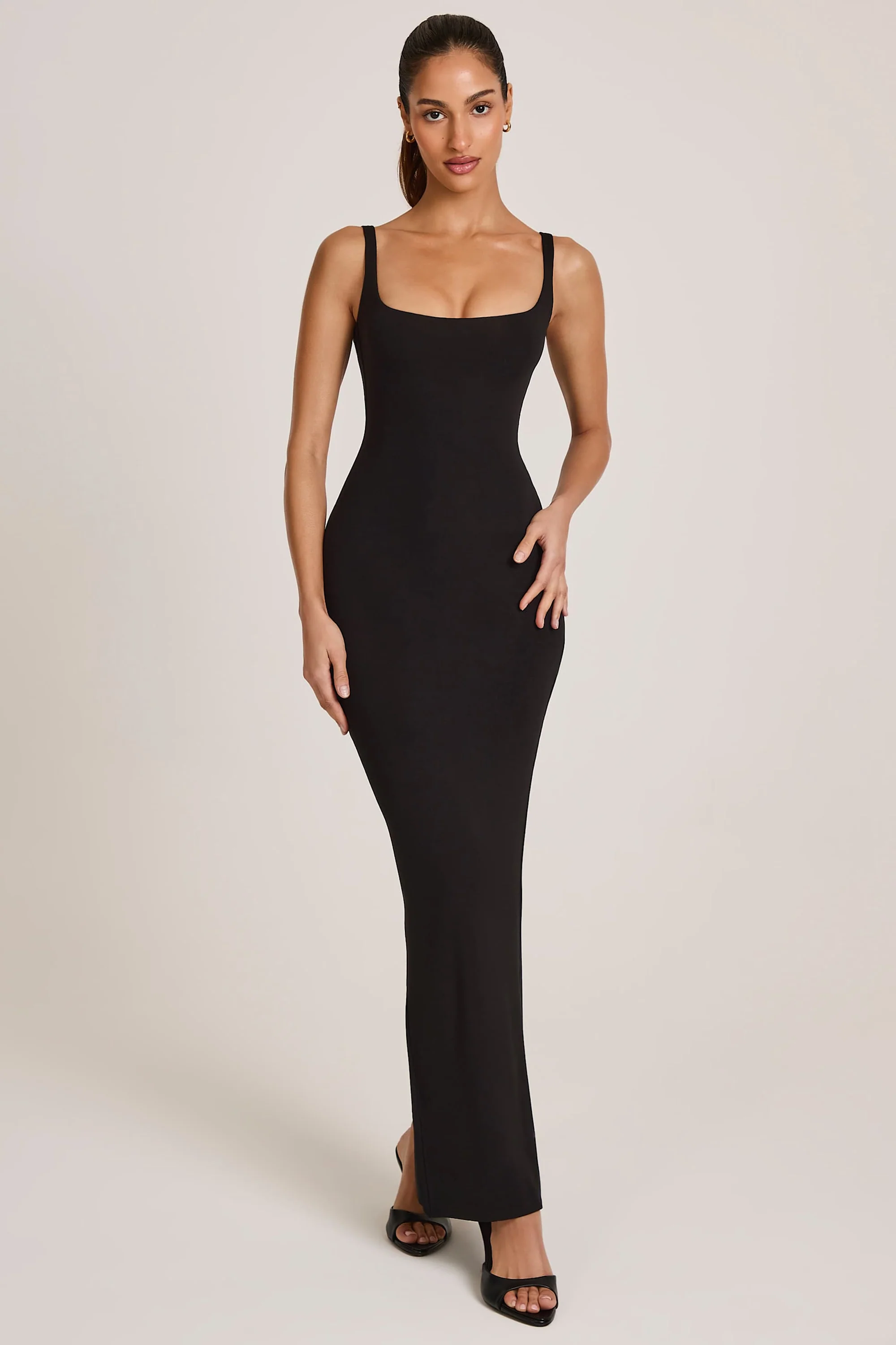 Modal Square Neck Maxi Dress in Black - Image 6