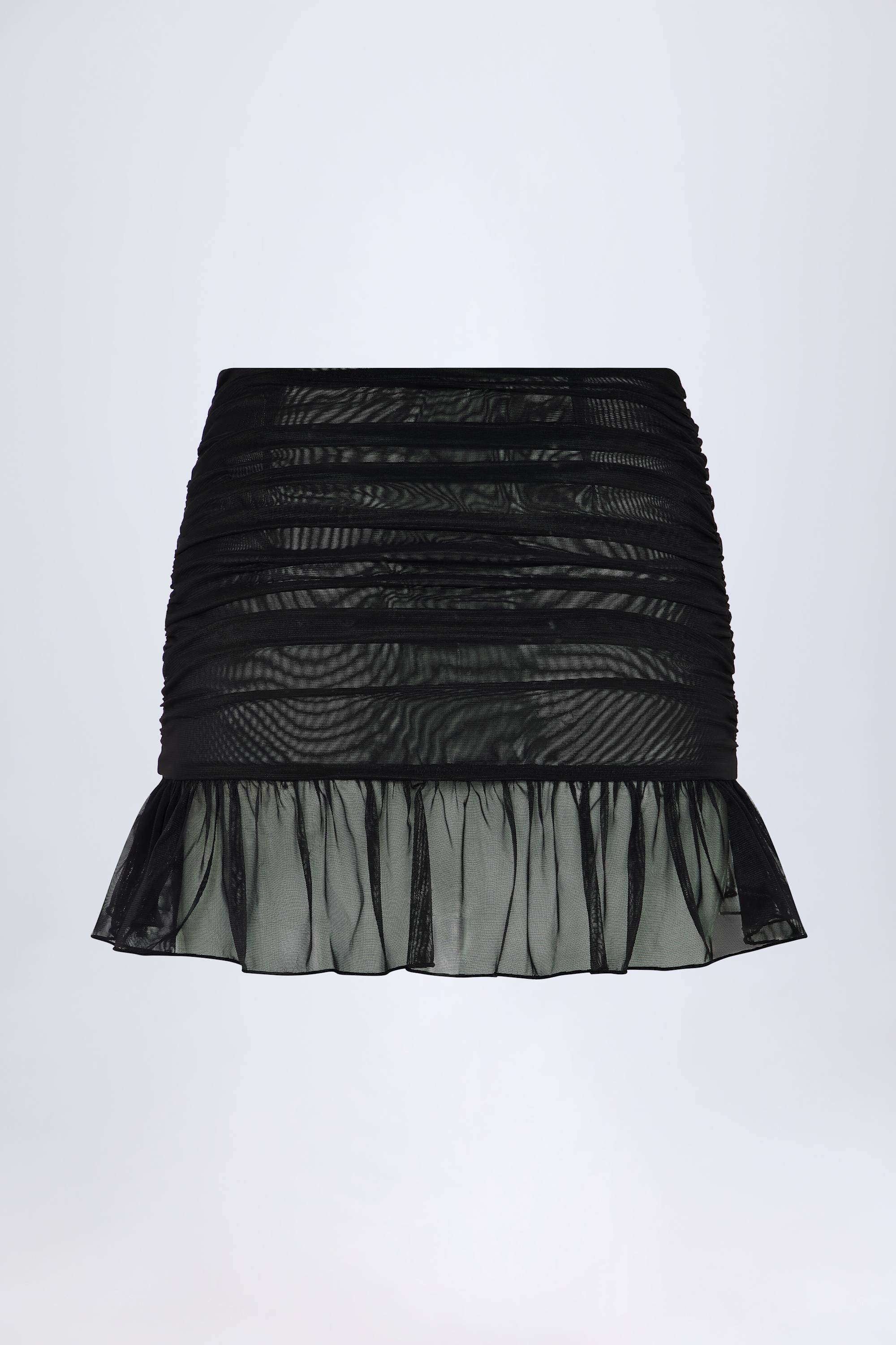 Hardware-Detail Ruffled Mid-Rise Mini Skirt in Black - Image 4