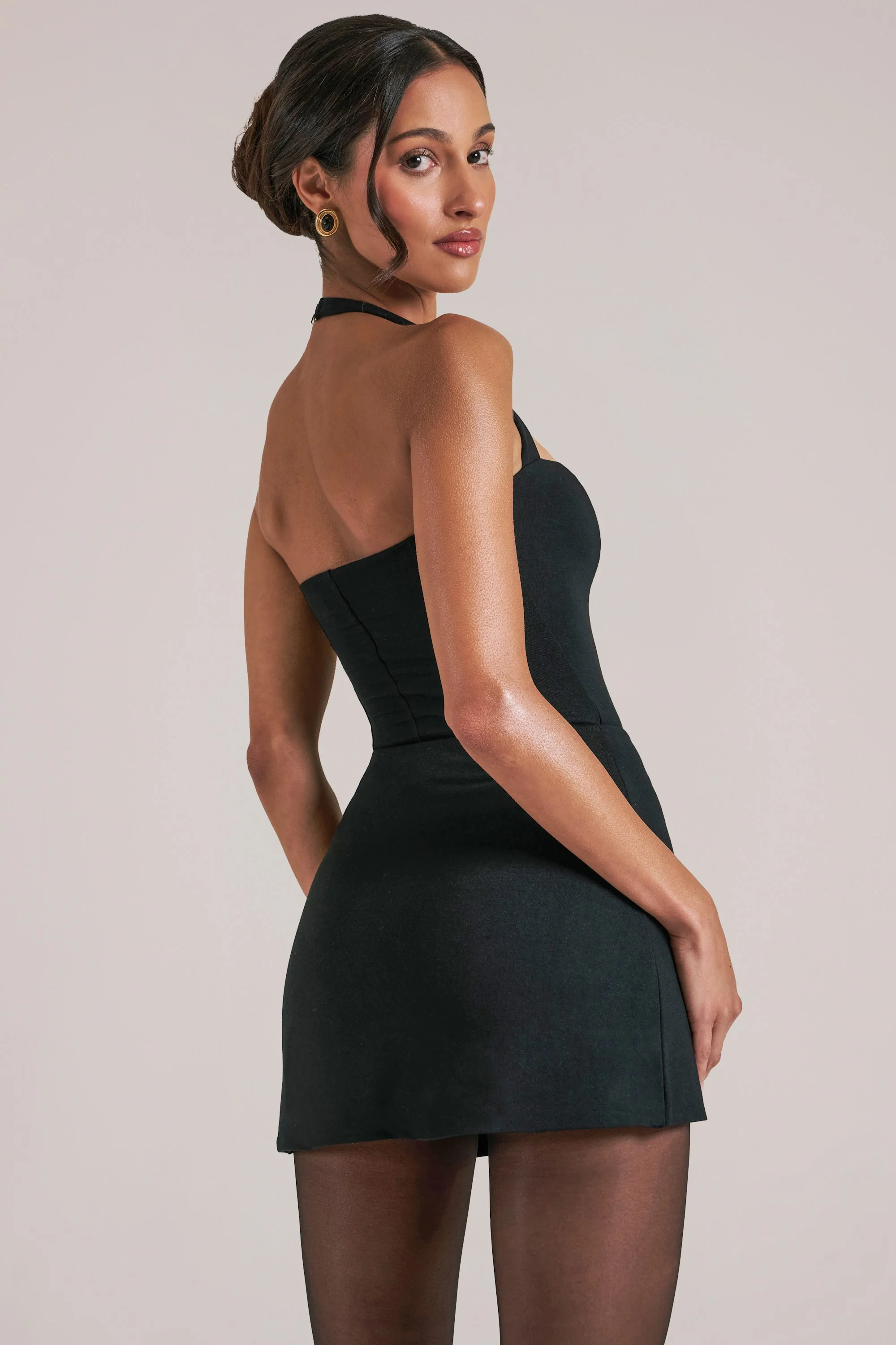 Mid Rise Bodycon Ultra Mini Skirt with Split in Black - Image 6