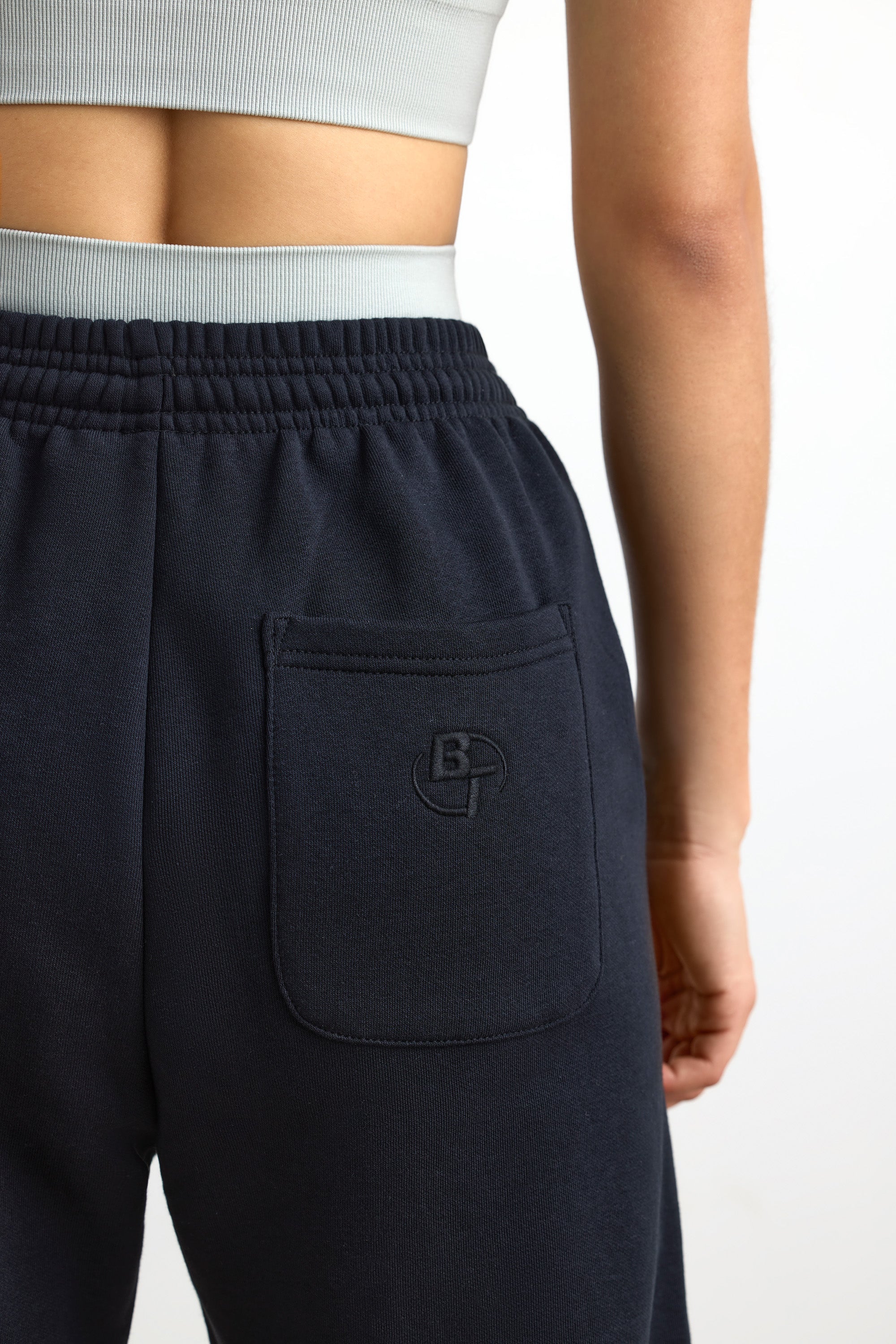 Cotton Fleece Mid-Rise Joggers in Black - Image 4