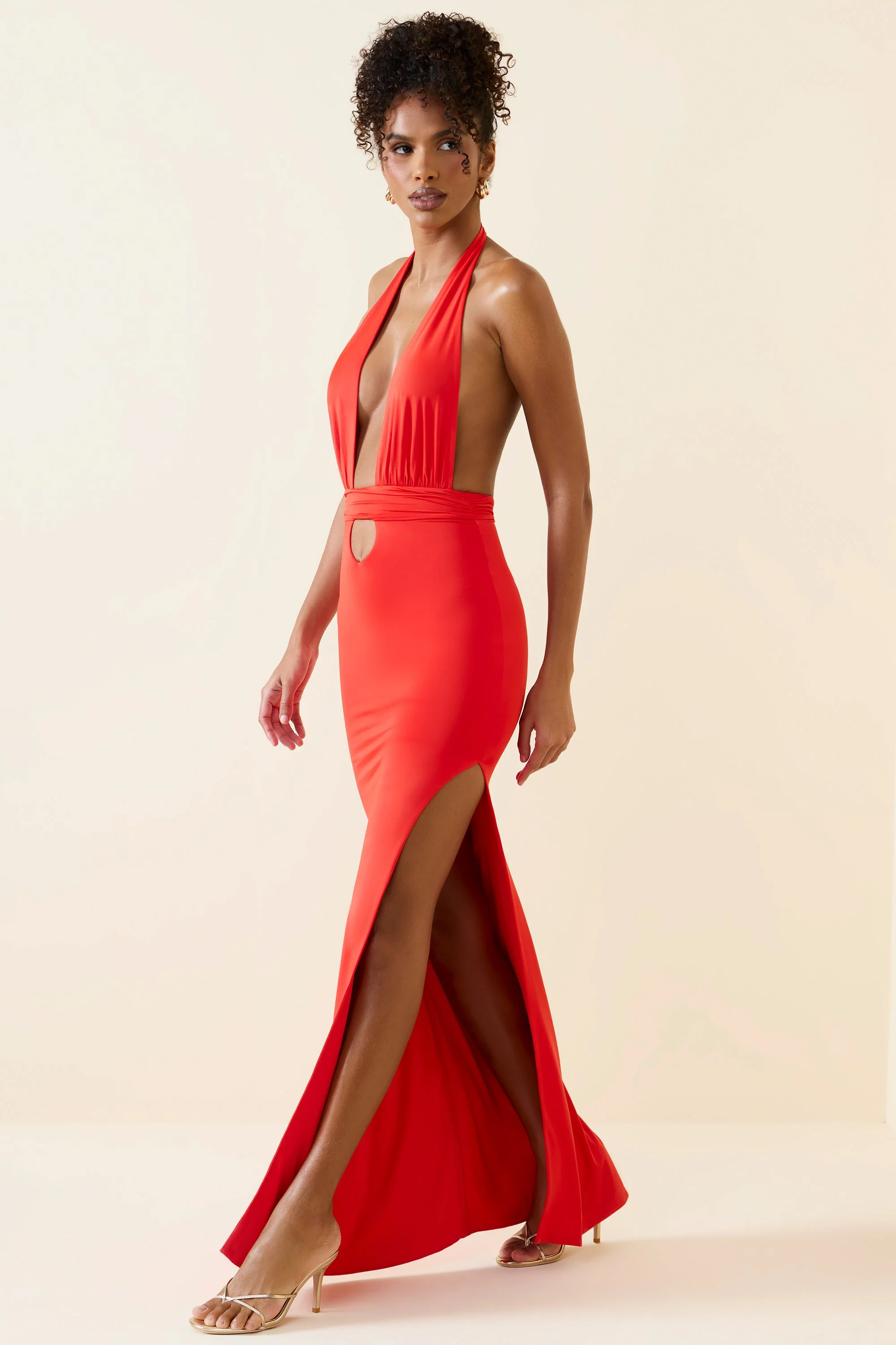 Halterneck Cut-Out Maxi Dress in Scarlet - Image 5